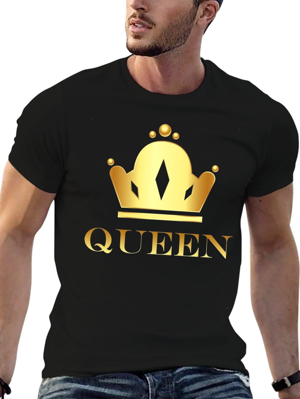 Queen Crown Graphic Tee - Black Cotton T-Shirt