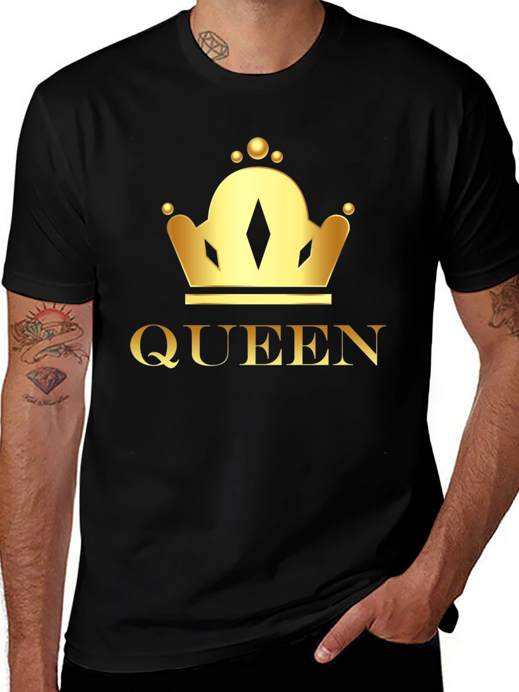 Queen Crown Graphic Tee - Black Cotton T-Shirt