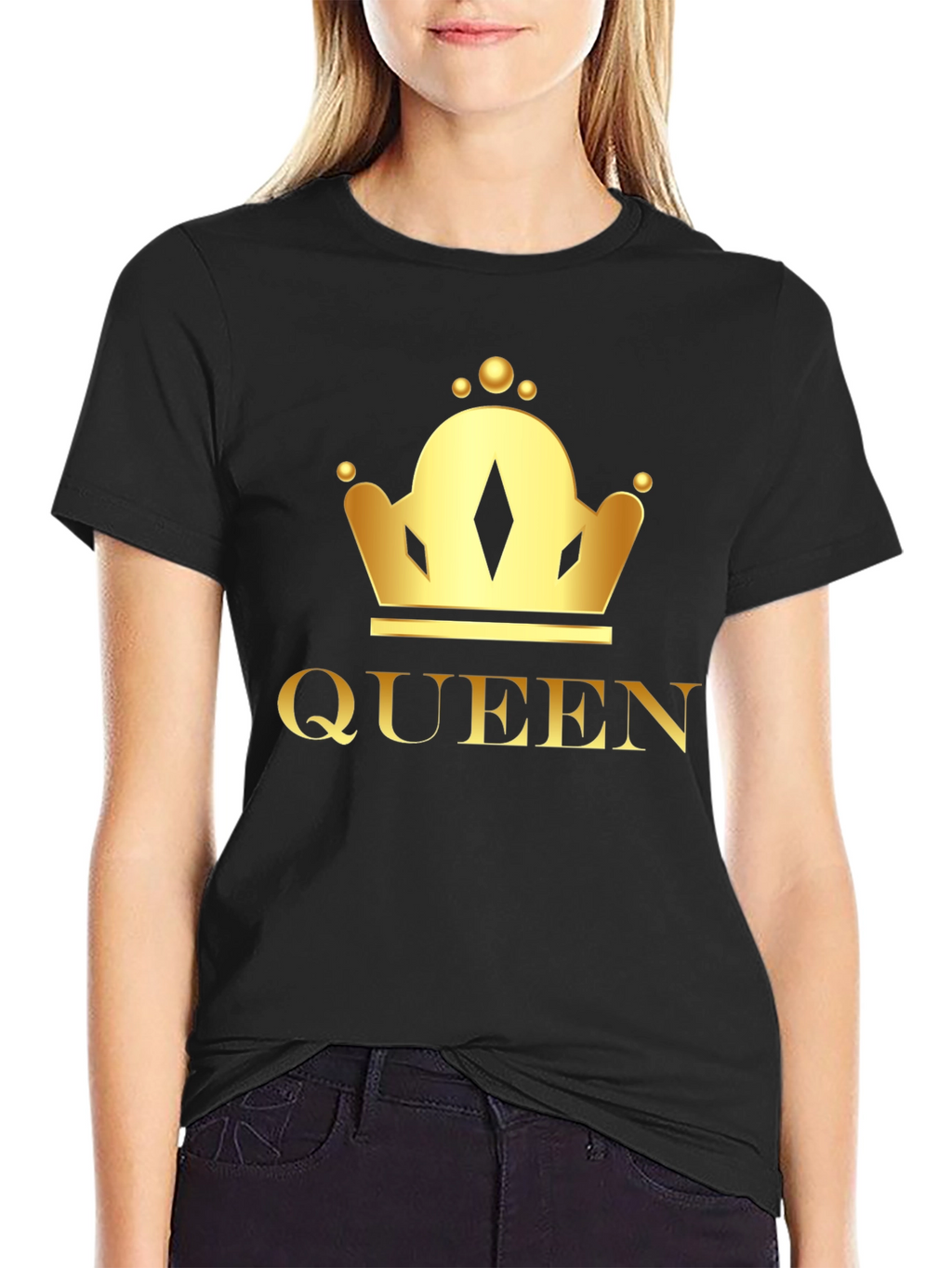 Queen Crown Graphic Tee - Black Cotton T-Shirt