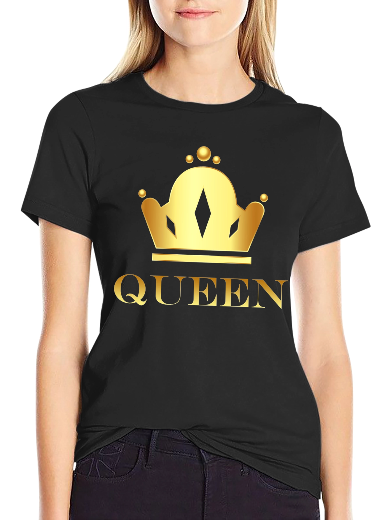 Queen Crown Graphic Tee - Black Cotton T-Shirt