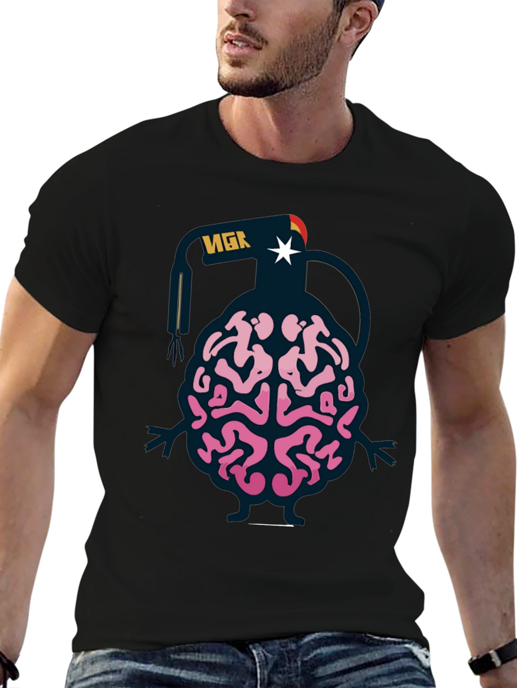 Brain Grenade Black Graphic Tee