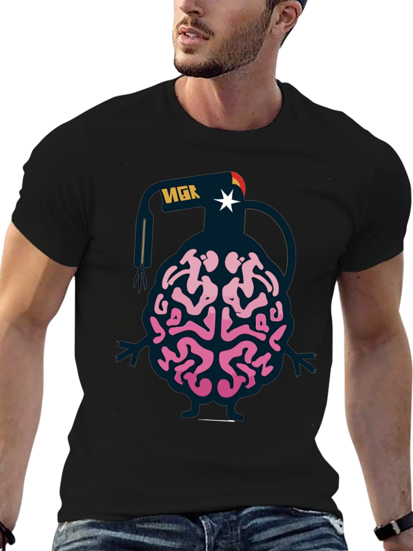 Brain Grenade Black Graphic Tee