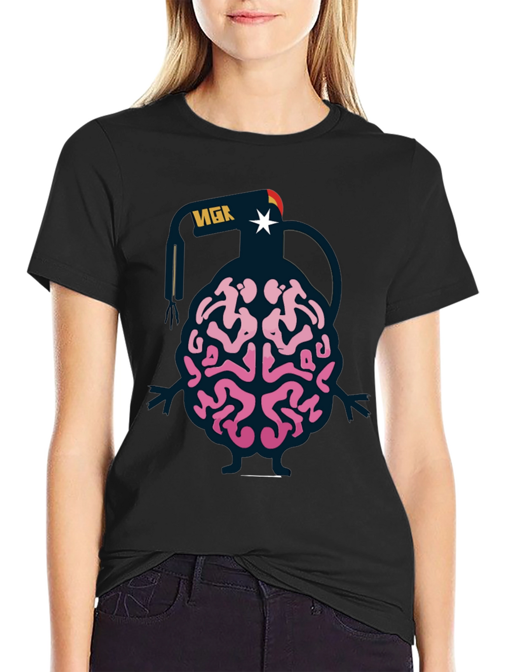Brain Grenade Black Graphic Tee