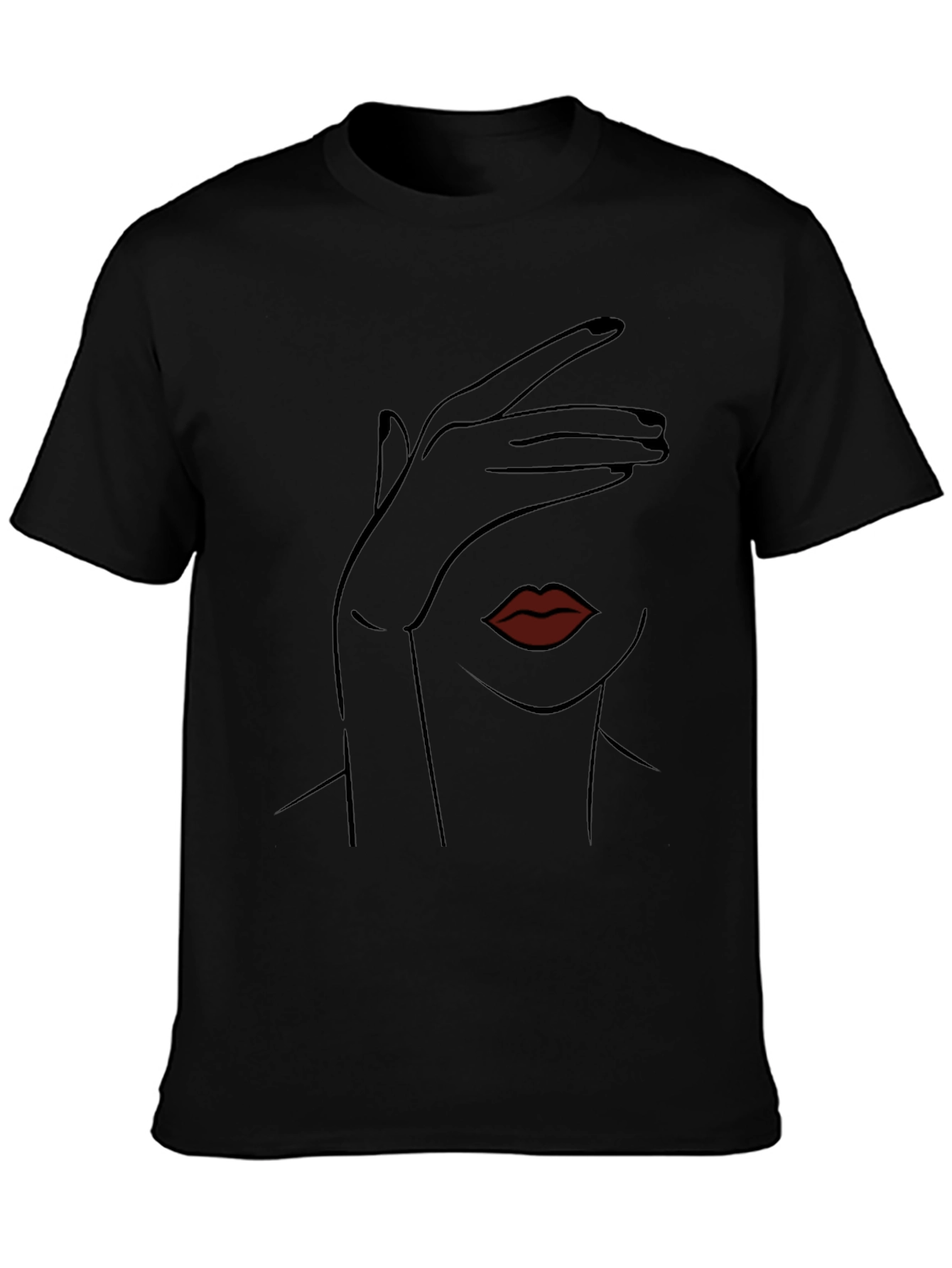 Minimalist Womans Portrait Graphic Tee - Stylish Black Shirt