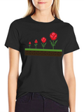Pixel Rose Evolution Black T-Shirt