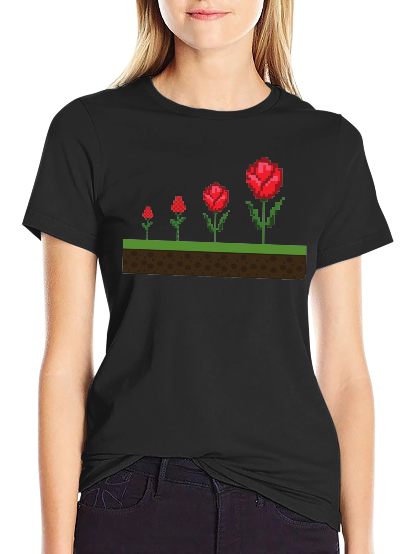 Pixel Rose Evolution Black T-Shirt