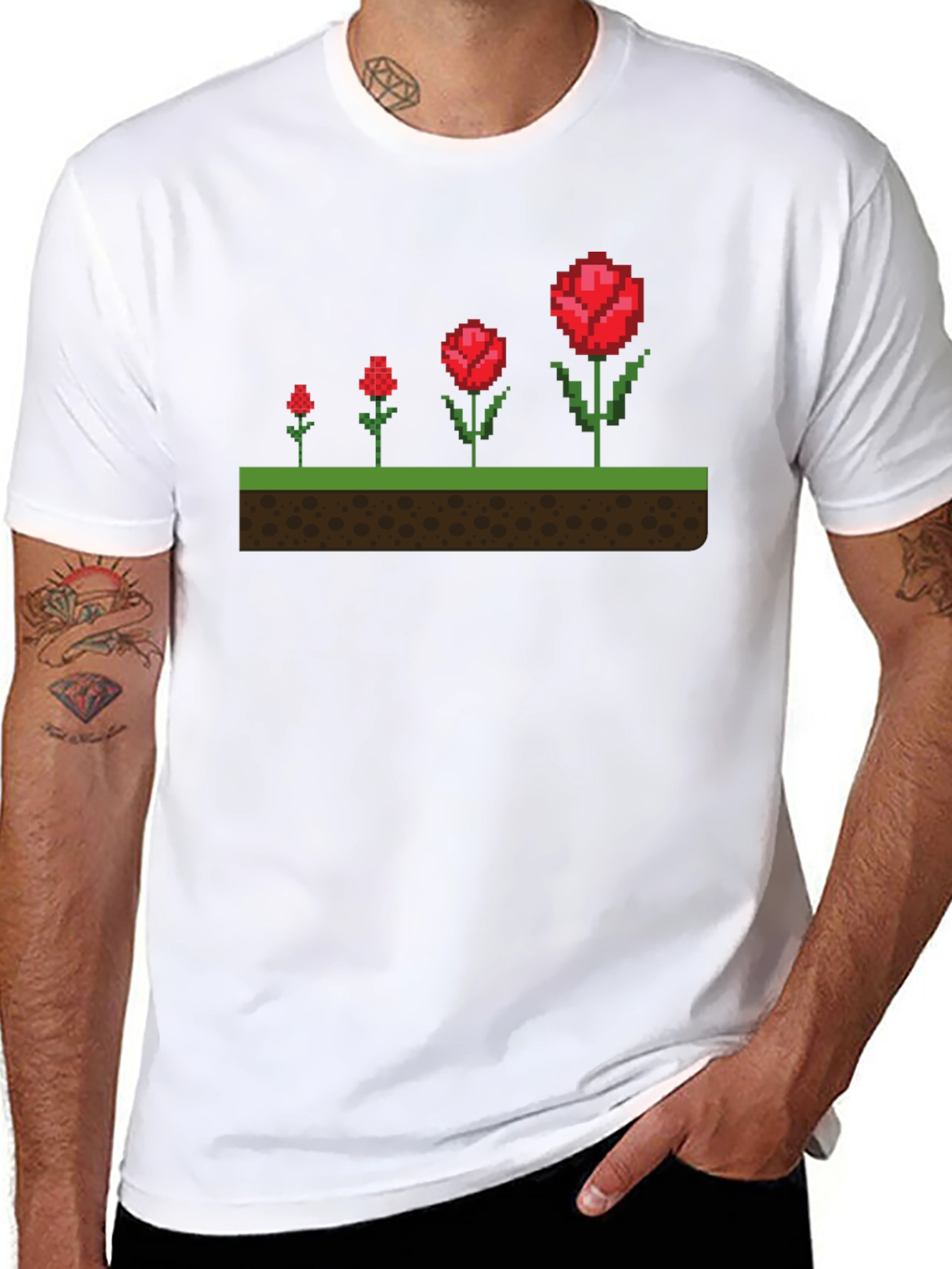 Pixel Rose Evolution Black T-Shirt
