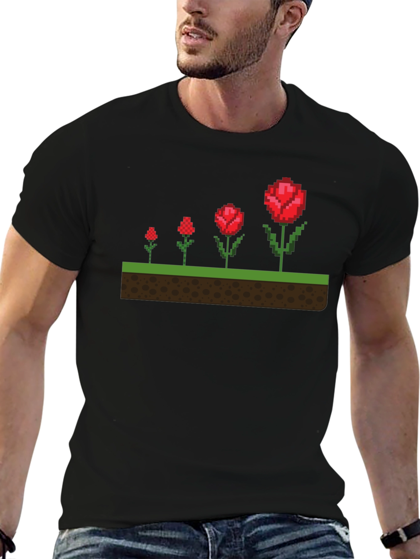 Pixel Rose Evolution Black T-Shirt