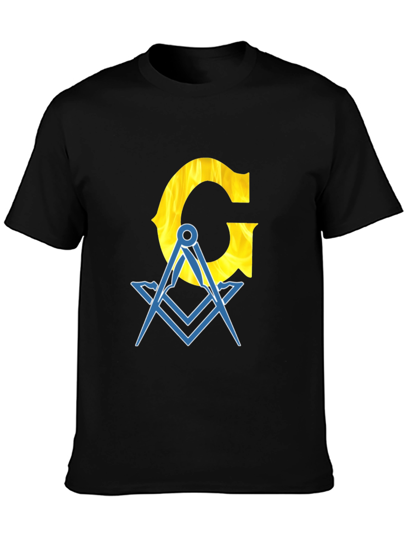 Masonic Square & Compass T-Shirt Yellow Letter G Graphic Tee