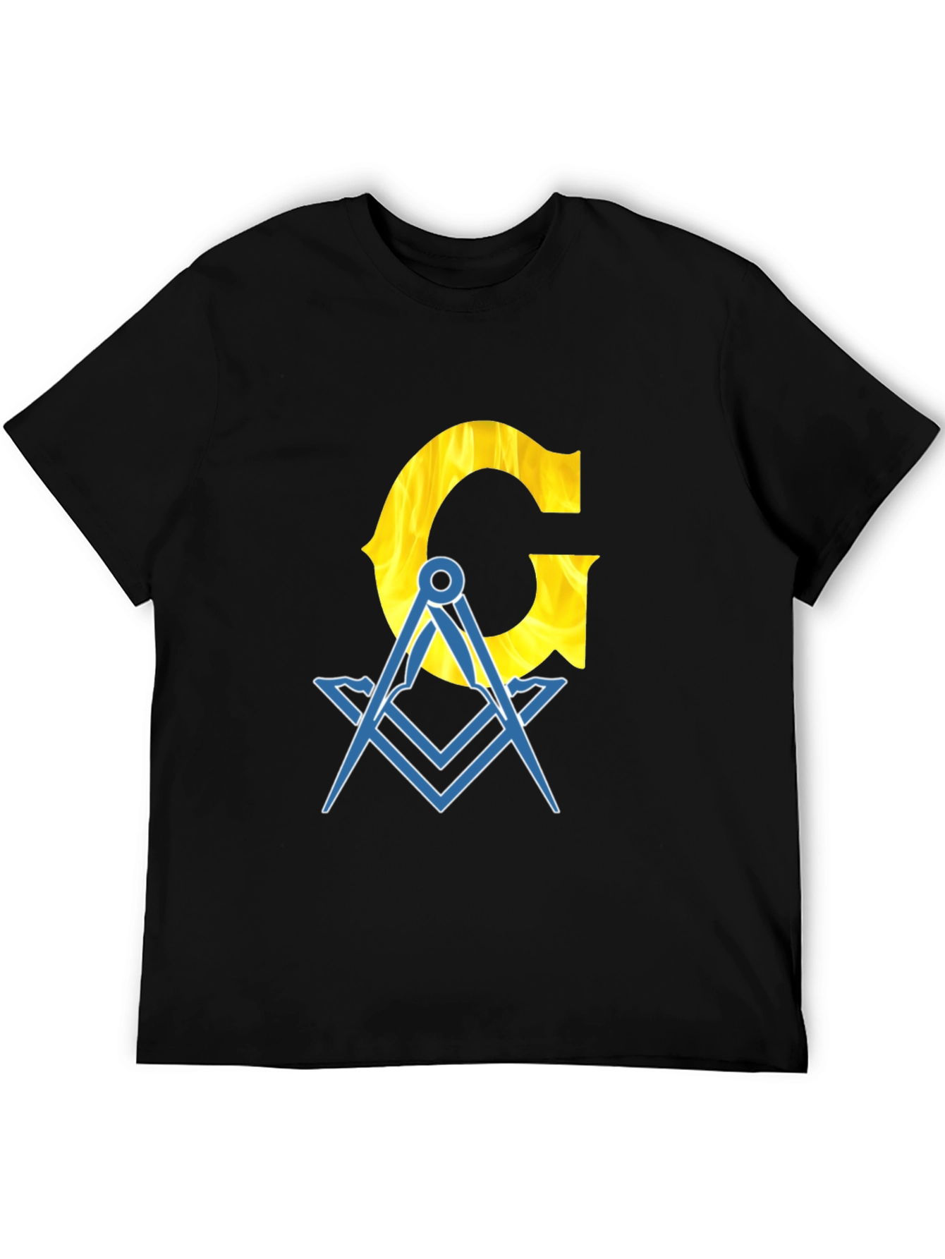 Masonic Square & Compass T-Shirt Yellow Letter G Graphic Tee
