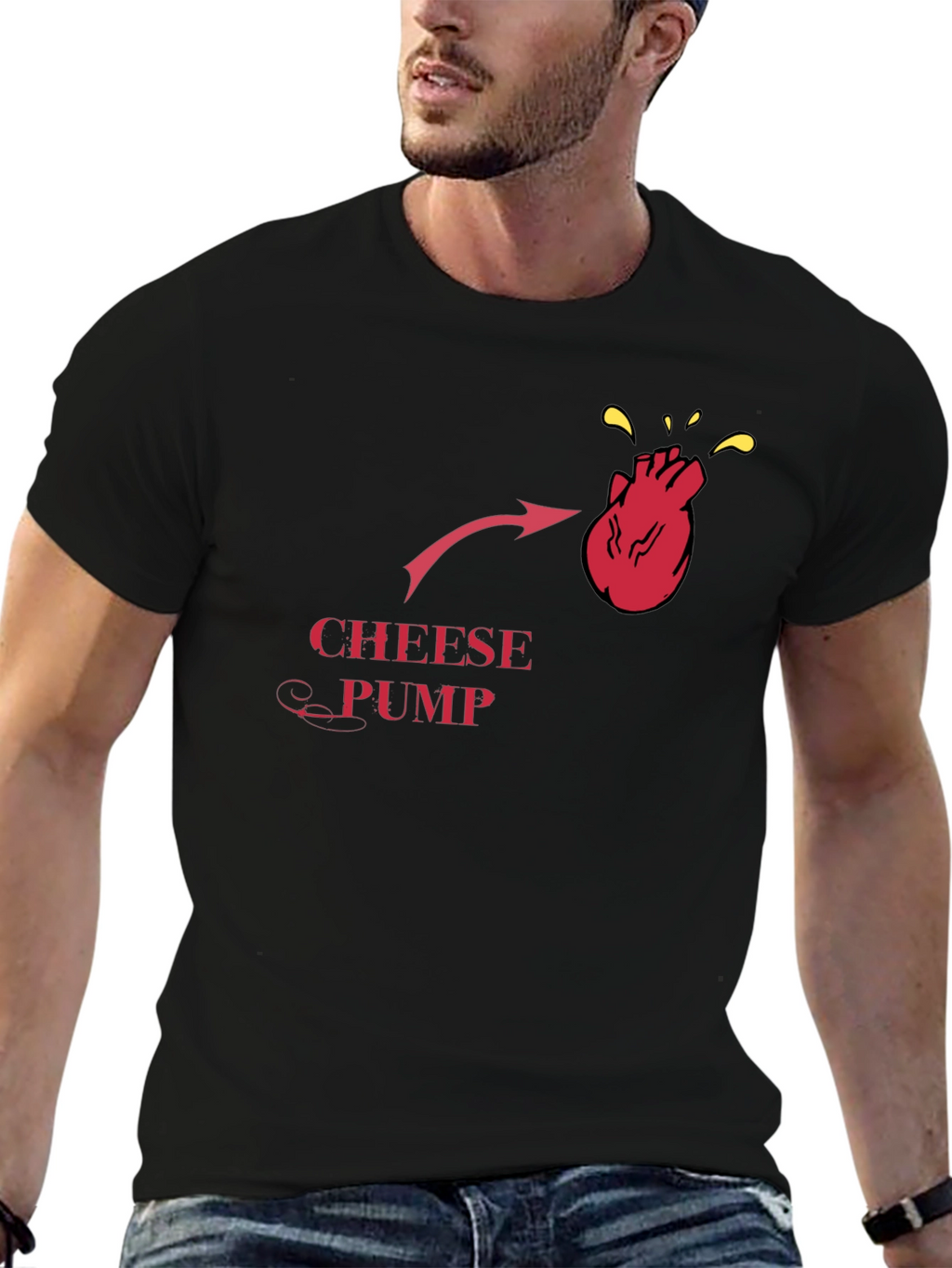 Cheese Pump Funny T-Shirt - Novelty Graphic Tee
