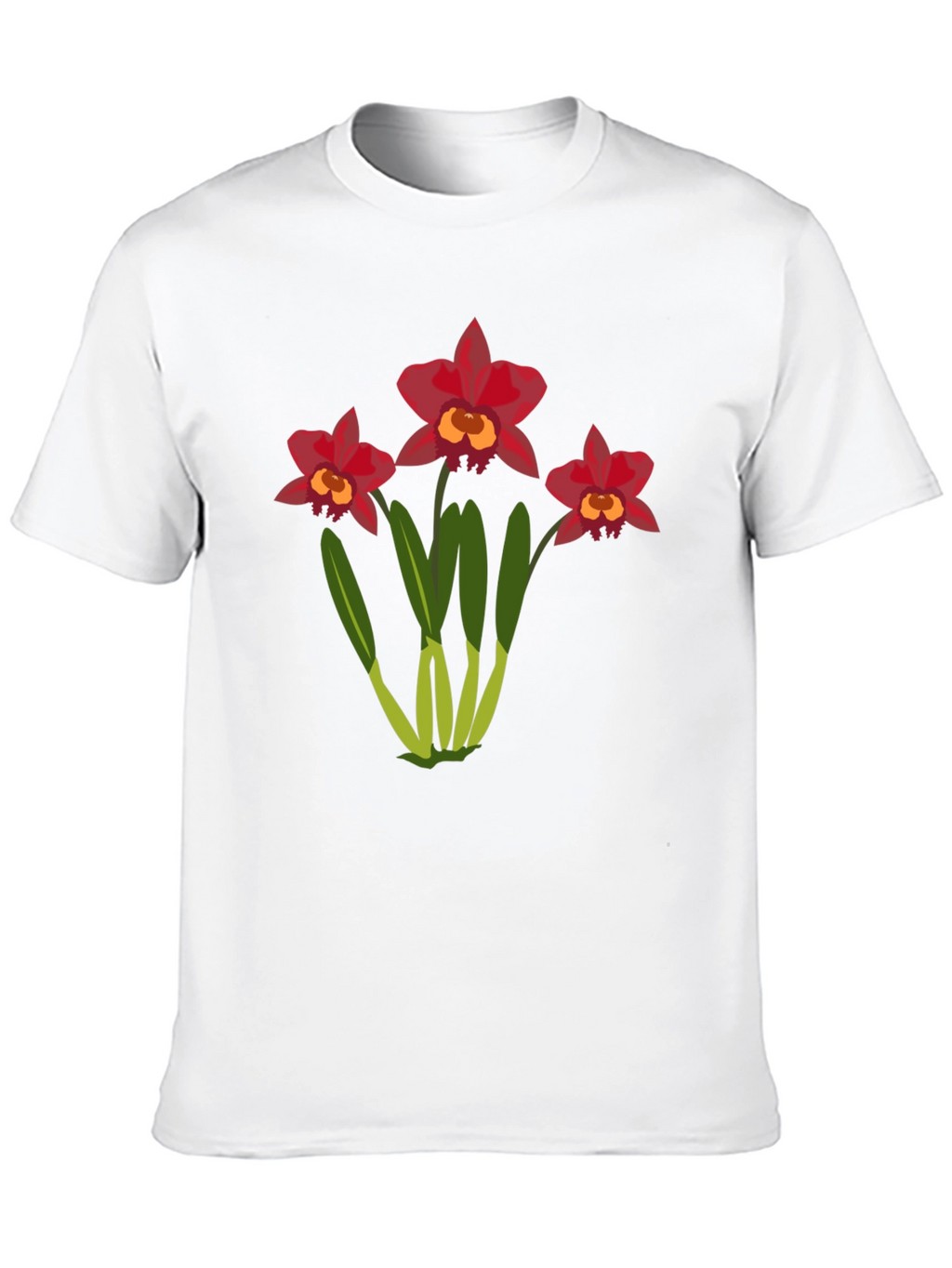 Floral T-Shirt: Red Orchid Design