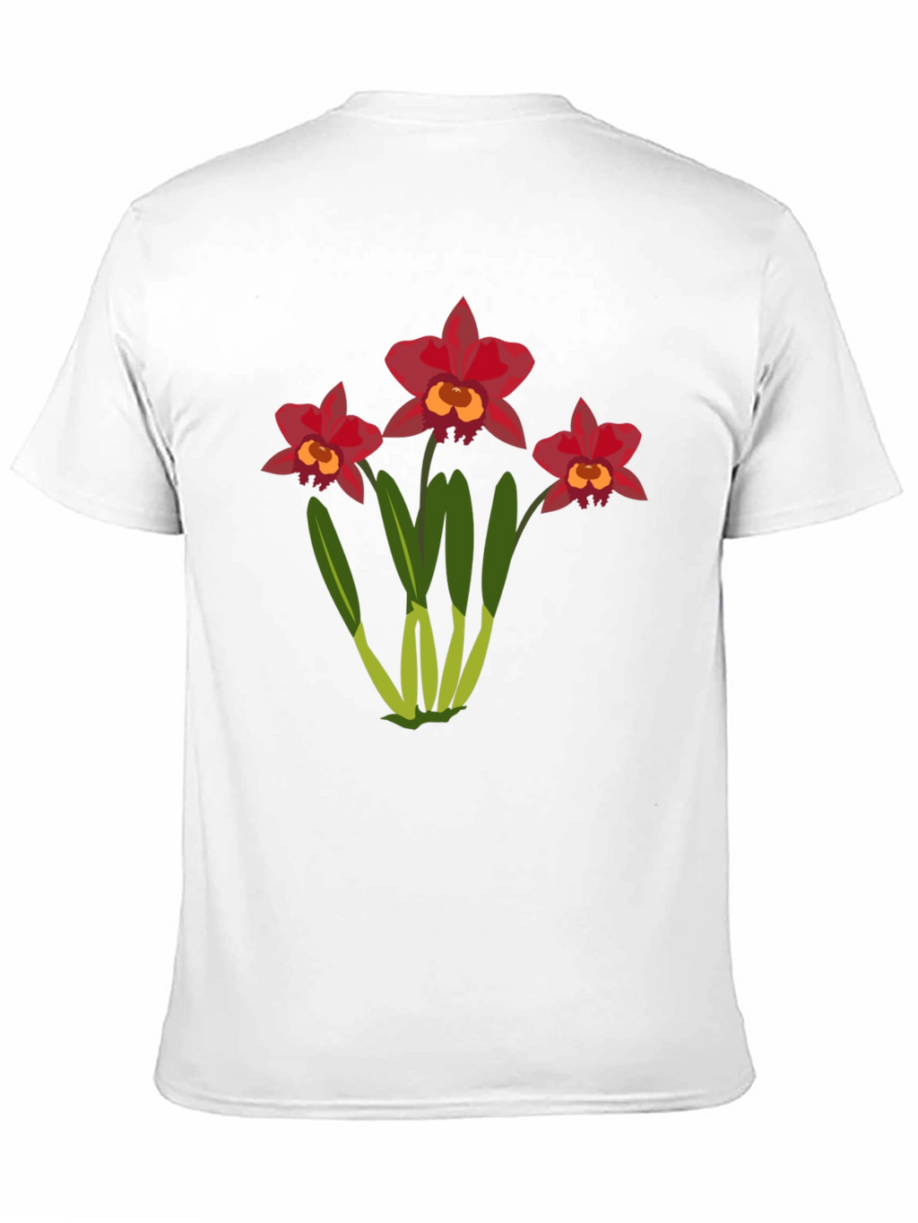 Floral T-Shirt: Red Orchid Design