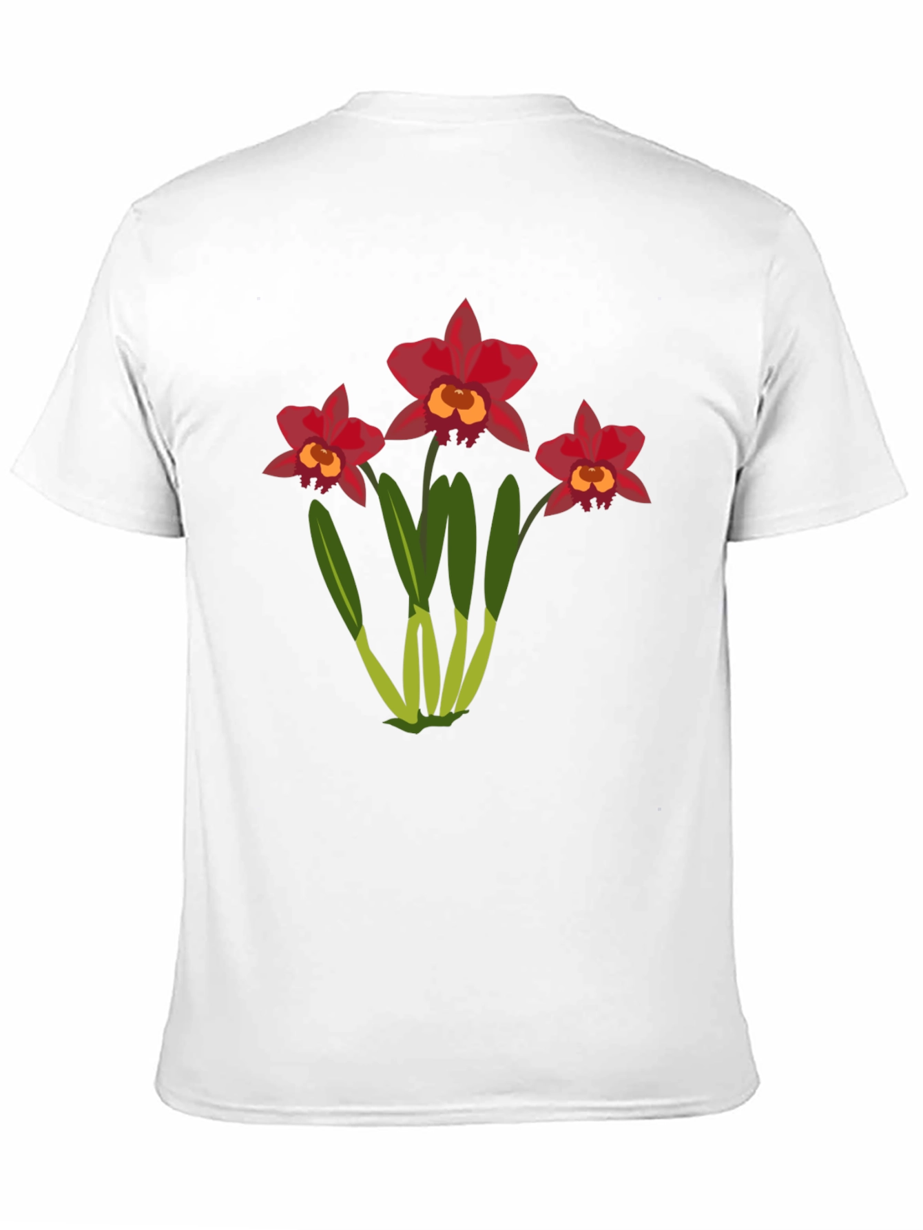 Floral T-Shirt: Red Orchid Design
