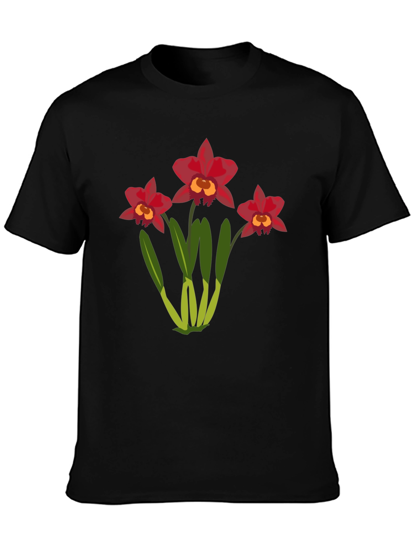 Floral T-Shirt: Red Orchid Design