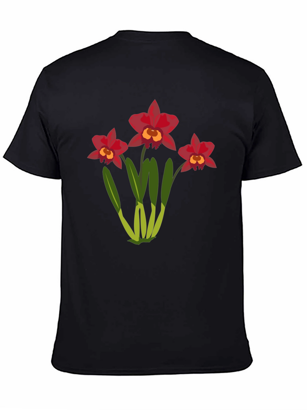 Floral T-Shirt: Red Orchid Design