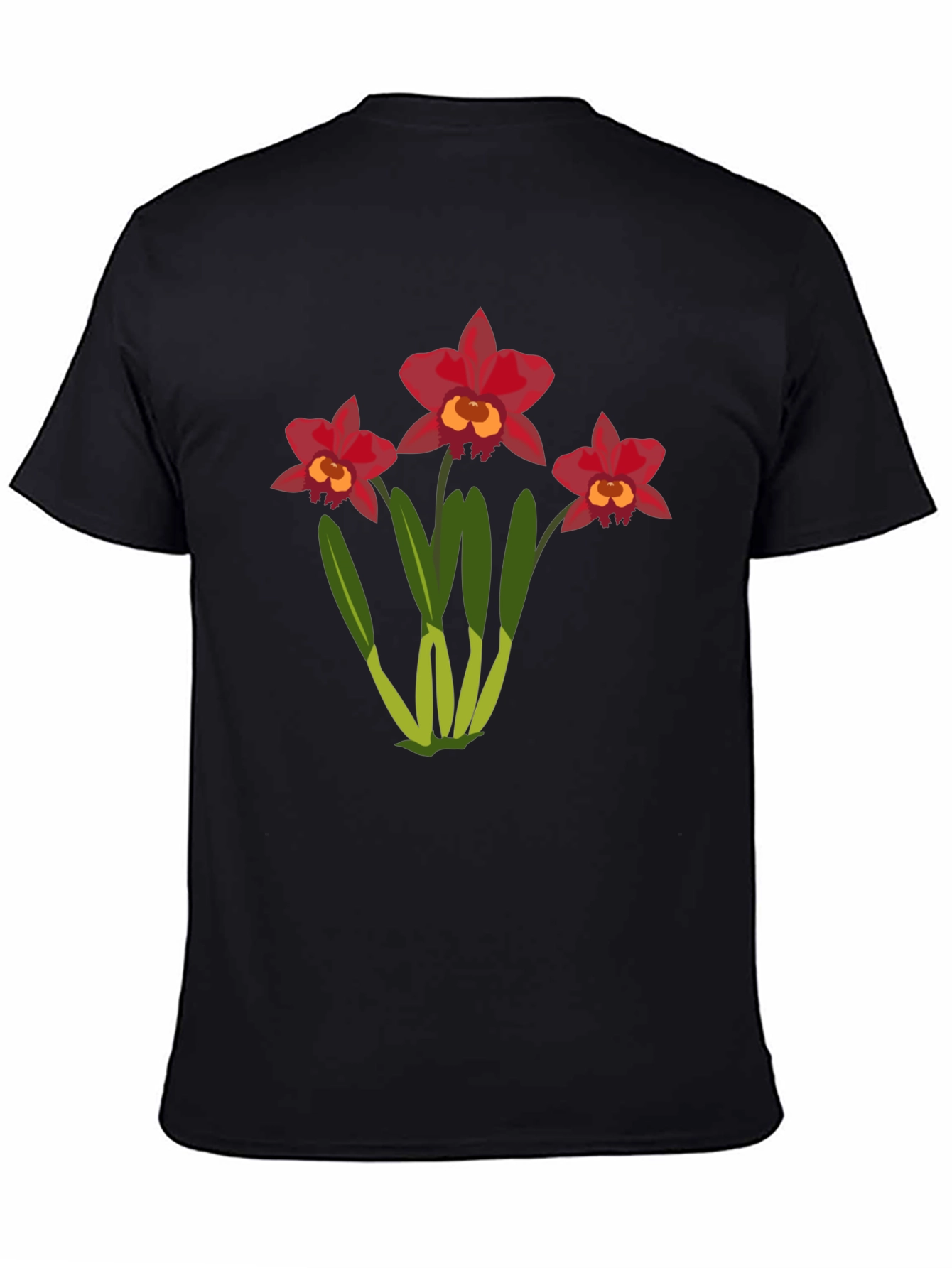 Floral T-Shirt: Red Orchid Design