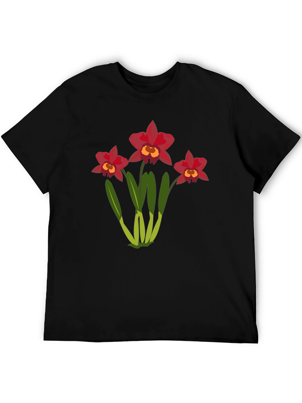 Floral T-Shirt: Red Orchid Design