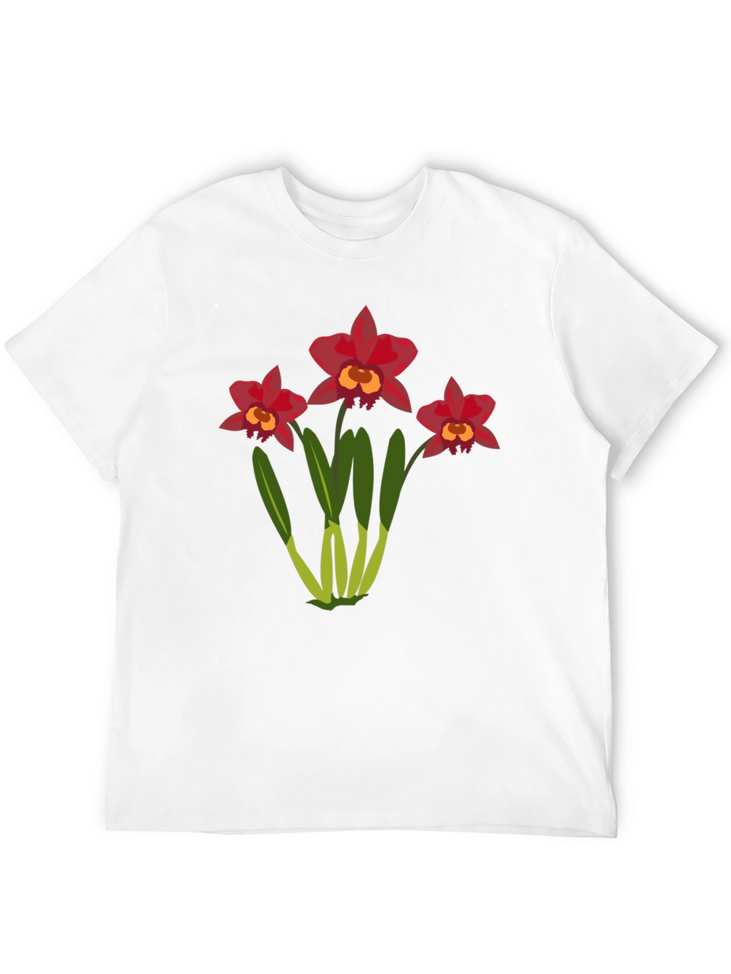 Floral T-Shirt: Red Orchid Design