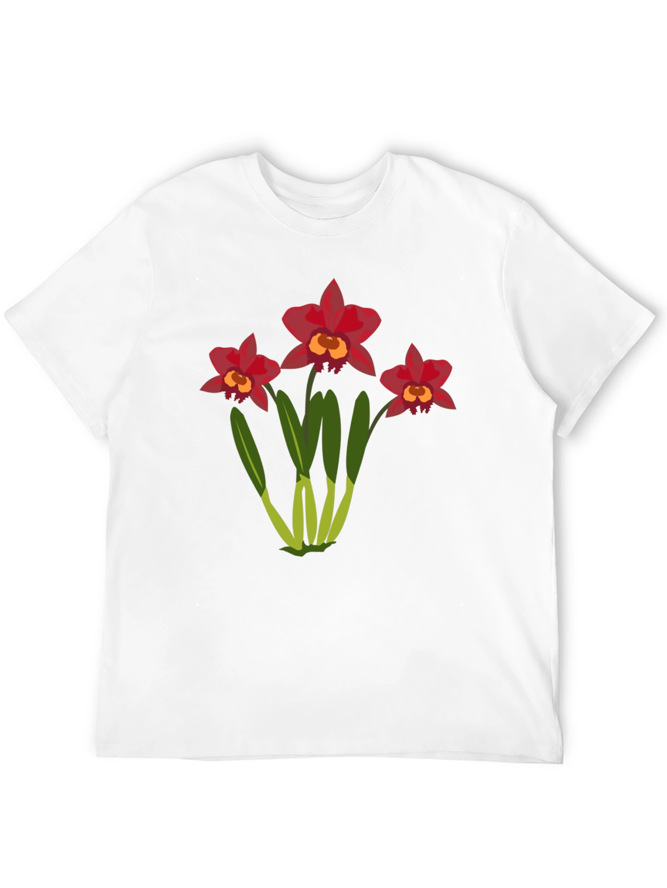 Floral T-Shirt: Red Orchid Design