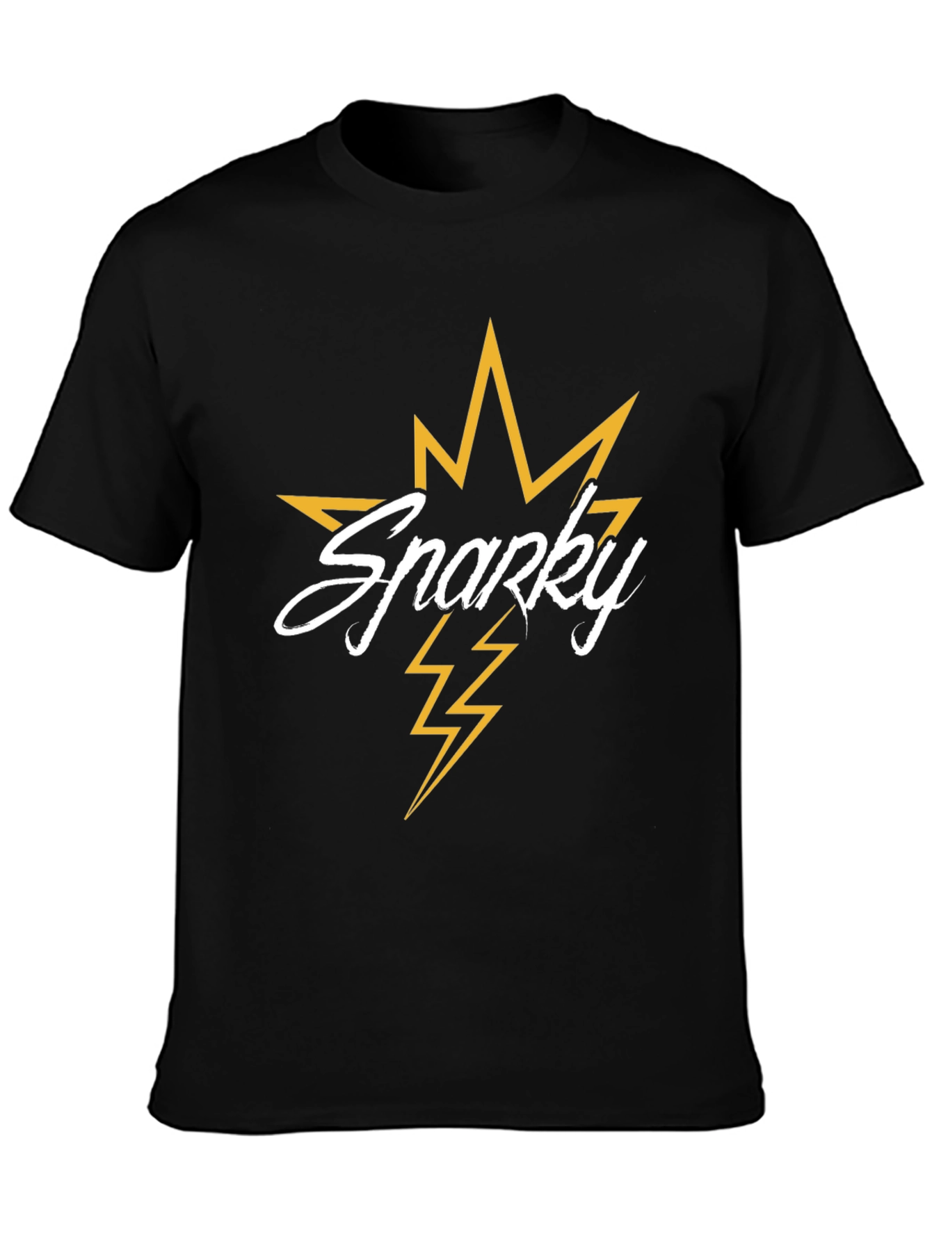 Sparky Graphic Tee - Black Cotton Lightning Bolt T-Shirt