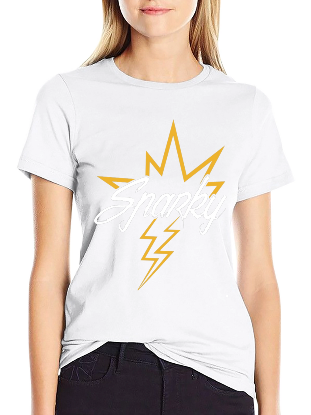 Sparky Graphic Tee - Black Cotton Lightning Bolt T-Shirt