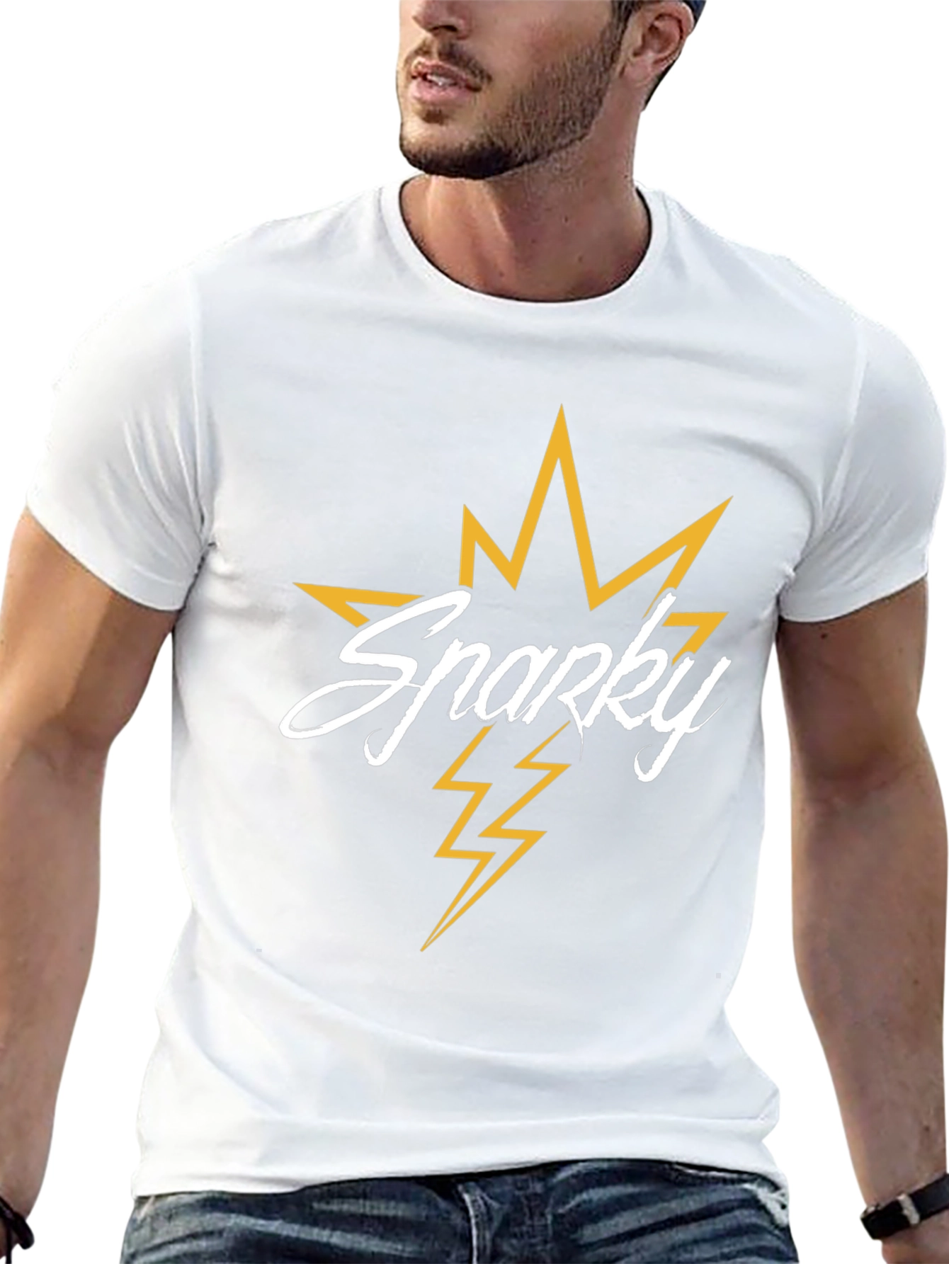 Sparky Graphic Tee - Black Cotton Lightning Bolt T-Shirt