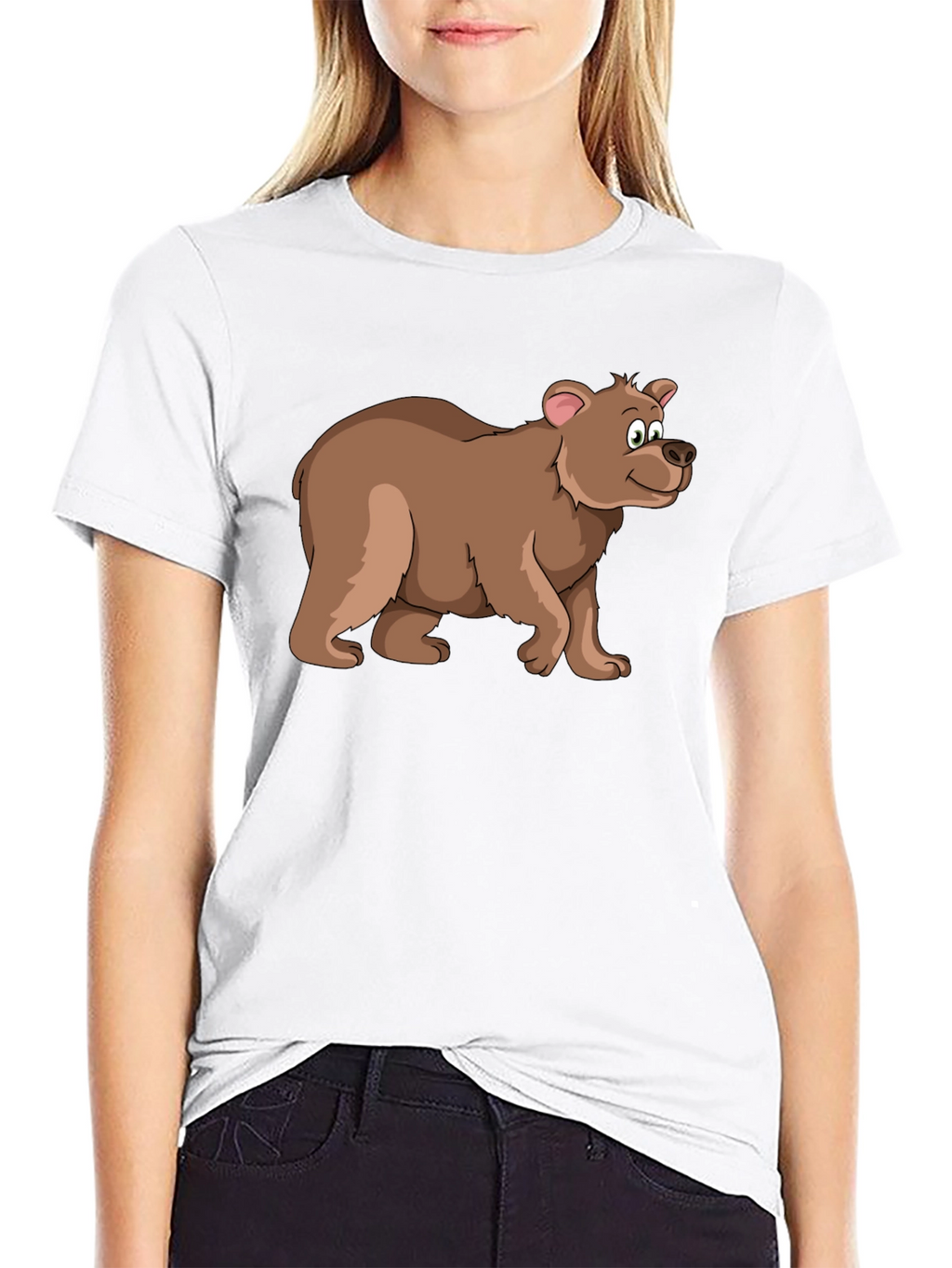 Cartoon Bear Black T-Shirt - Fun Animal Graphic Tee