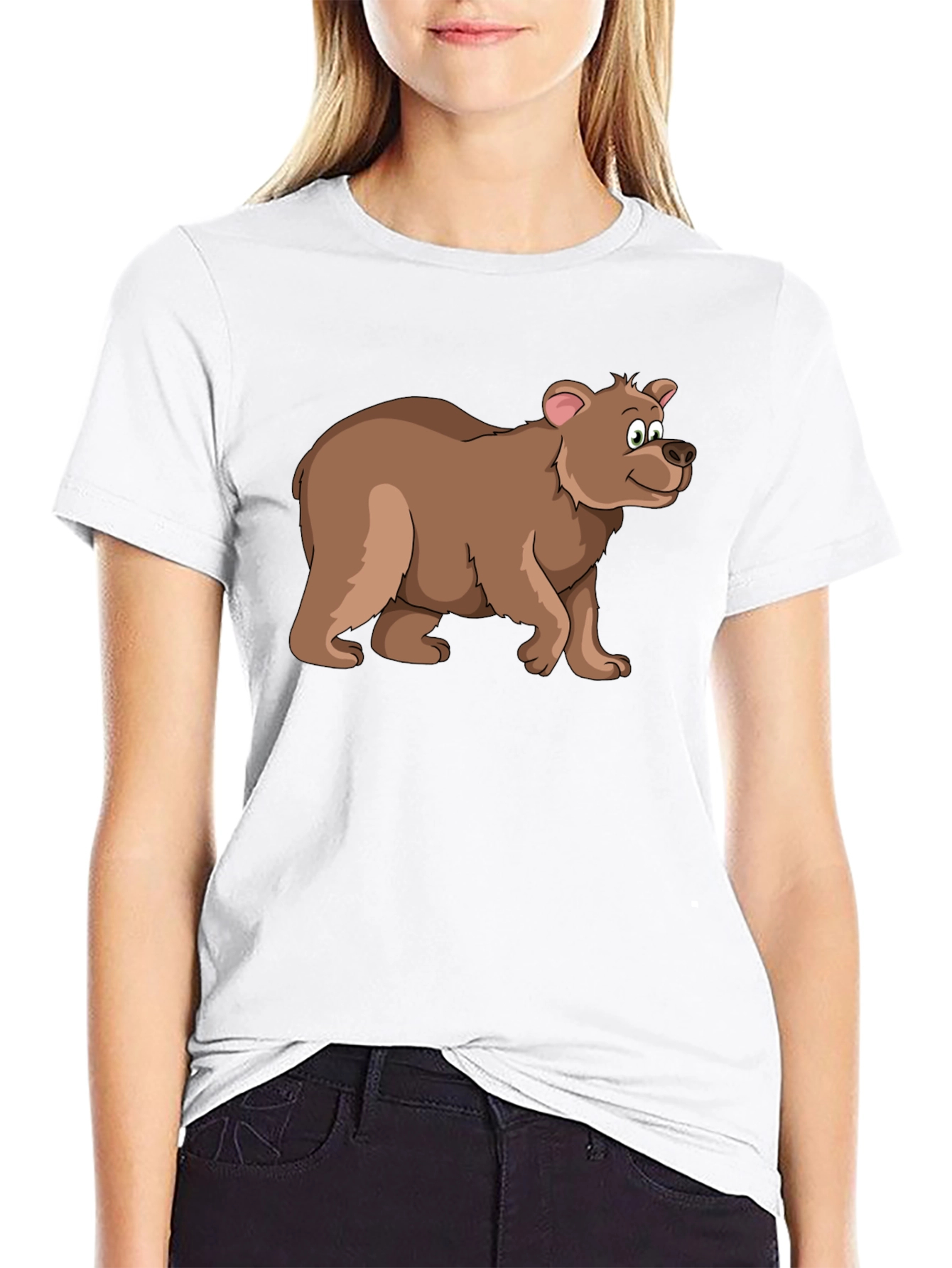 Cartoon Bear Black T-Shirt - Fun Animal Graphic Tee
