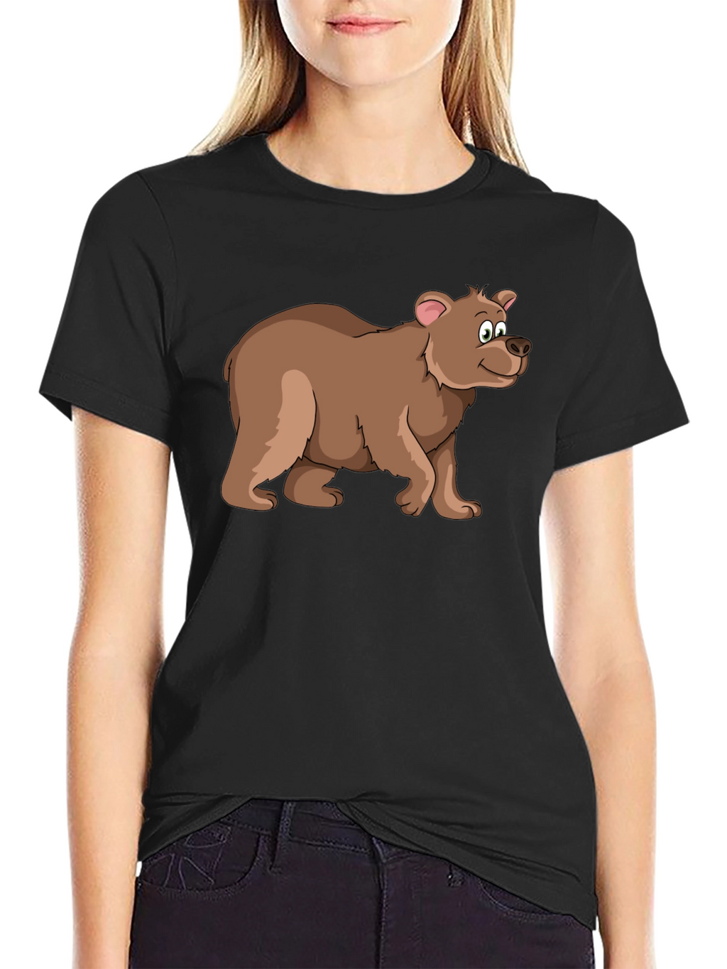 Cartoon Bear Black T-Shirt - Fun Animal Graphic Tee