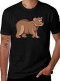 Cartoon Bear Black T-Shirt - Fun Animal Graphic Tee