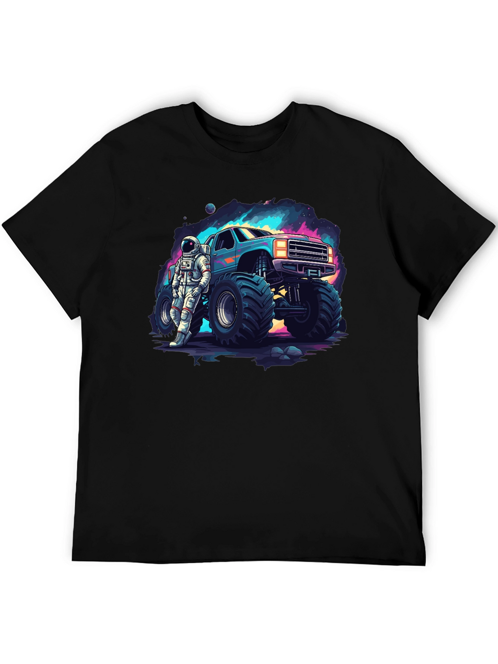 Astronaut Monster Truck Graphic Tee - Cool Space Design