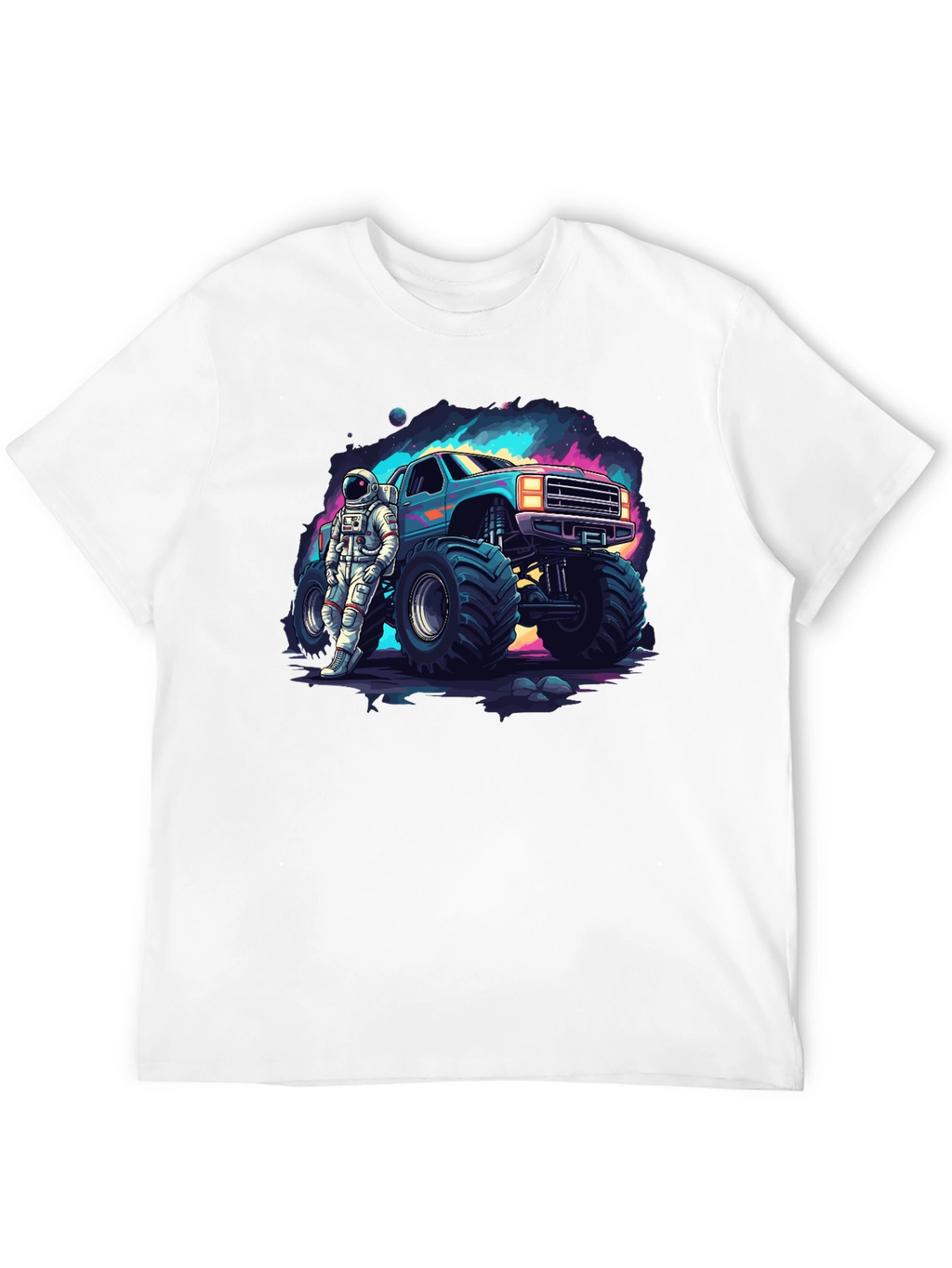 Astronaut Monster Truck Graphic Tee - Cool Space Design