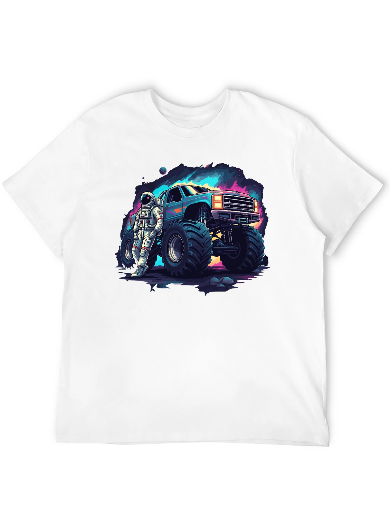 Astronaut Monster Truck Graphic Tee - Cool Space Design