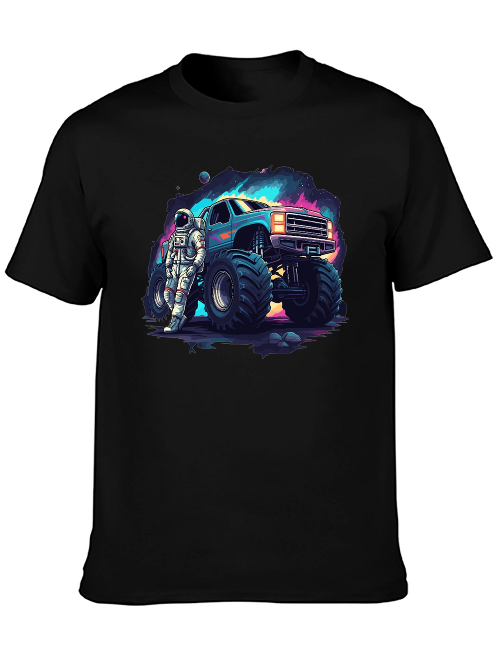 Astronaut Monster Truck Graphic Tee - Cool Space Design