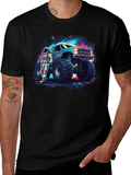 Astronaut Monster Truck Graphic Tee - Cool Space Design