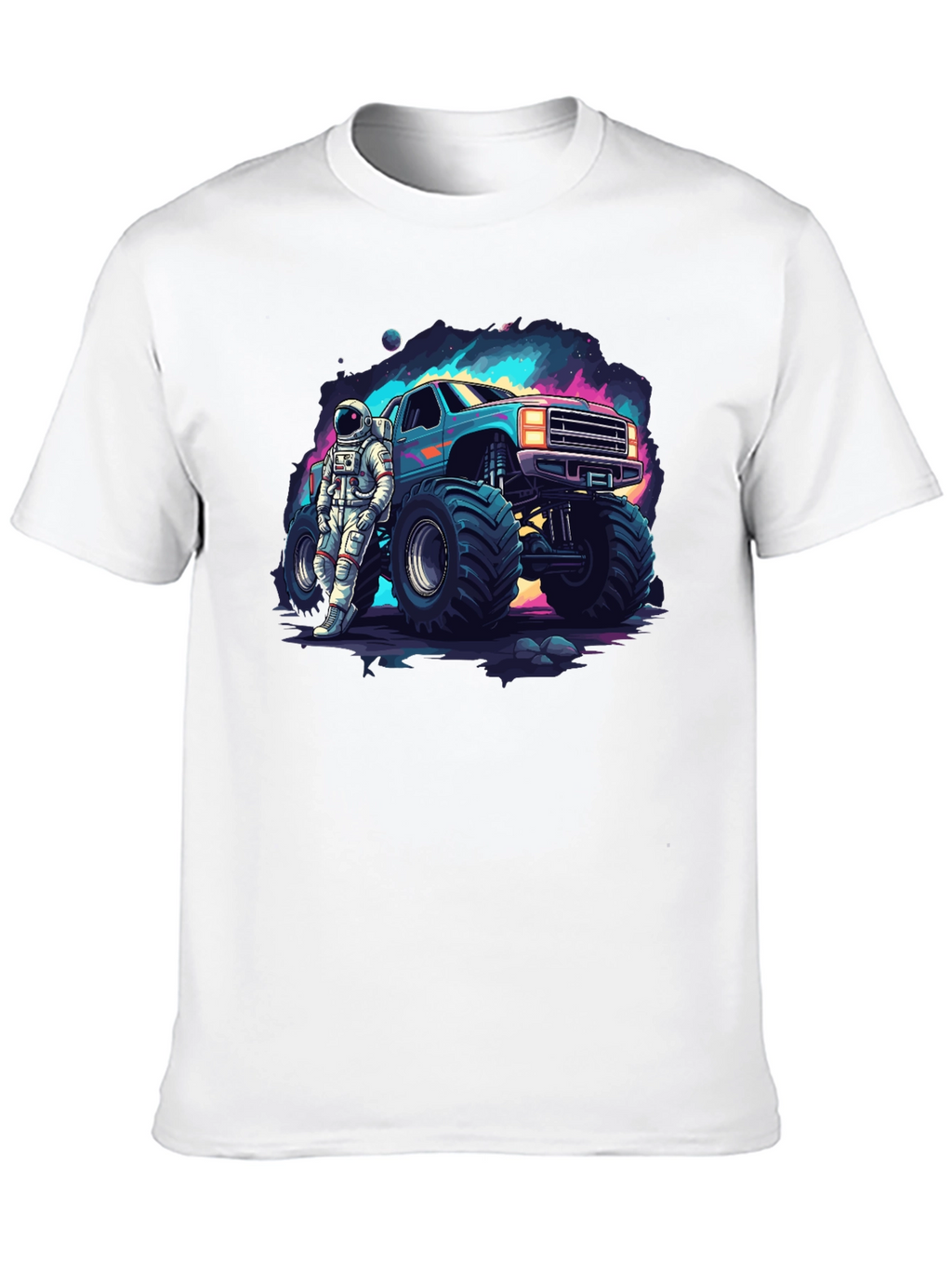 Astronaut Monster Truck Graphic Tee - Cool Space Design