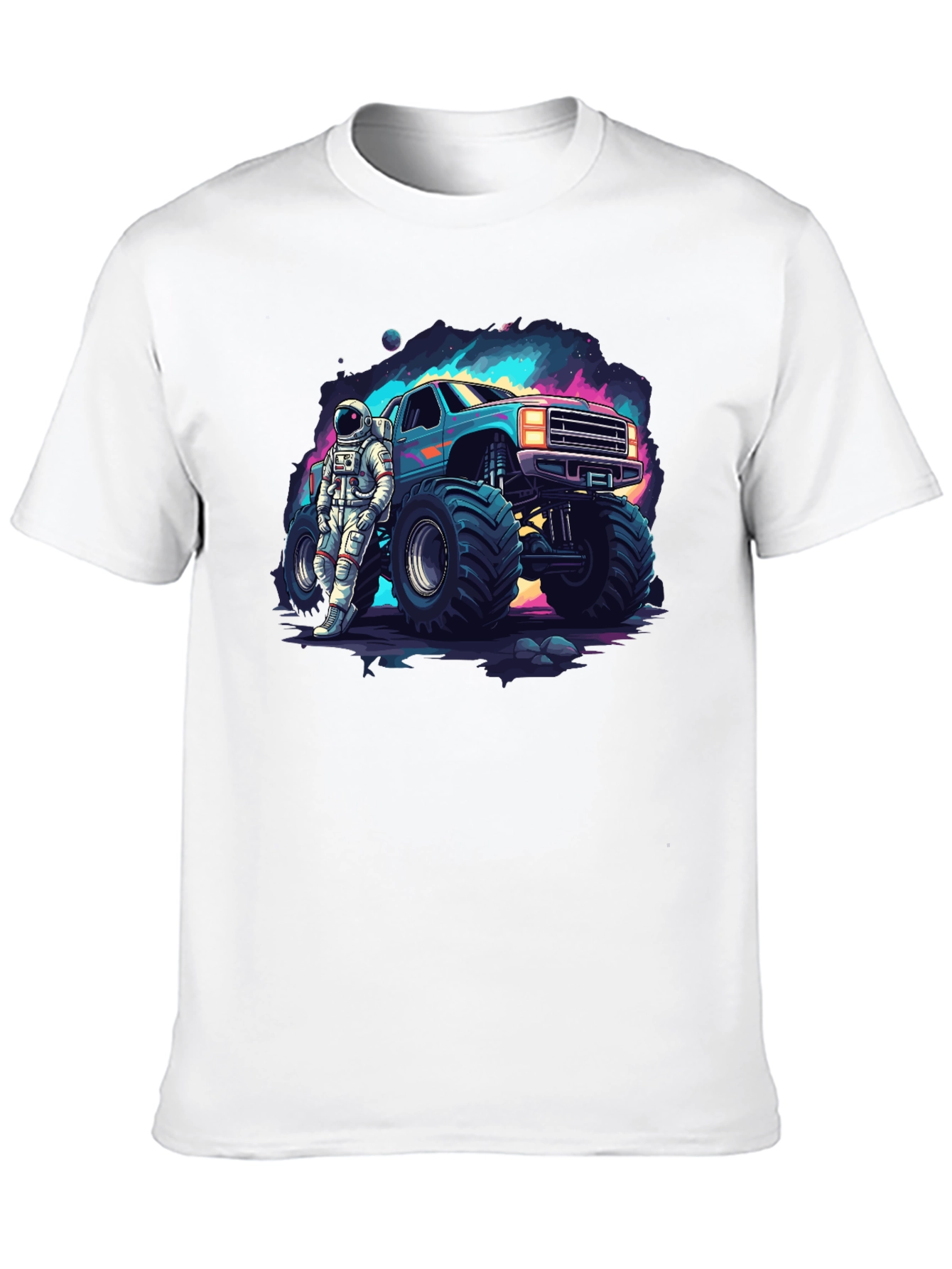 Astronaut Monster Truck Graphic Tee - Cool Space Design