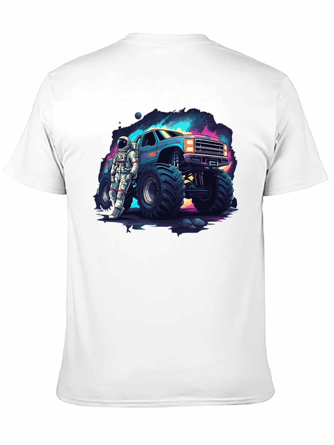 Astronaut Monster Truck Graphic Tee - Cool Space Design