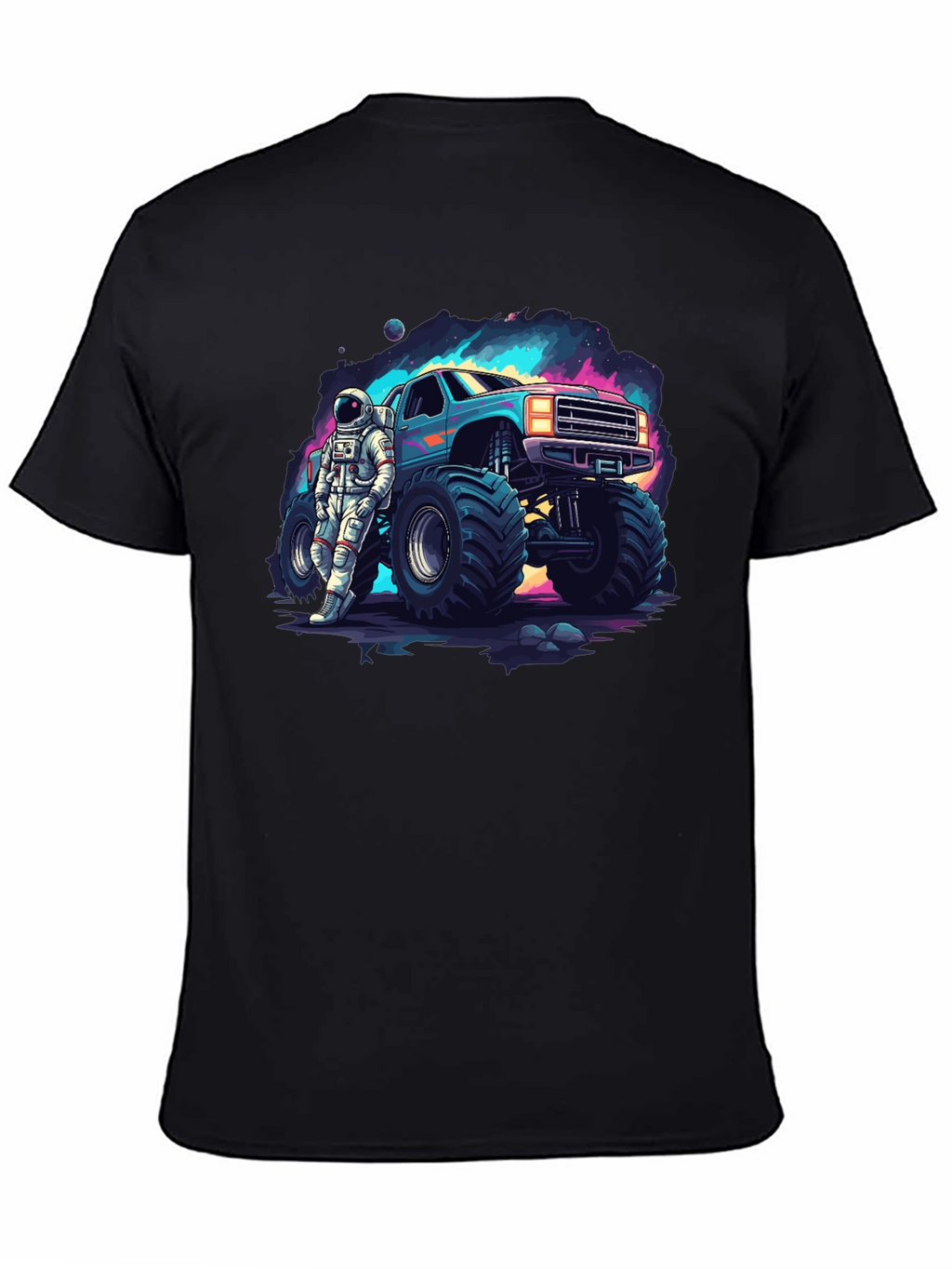 Astronaut Monster Truck Graphic Tee - Cool Space Design