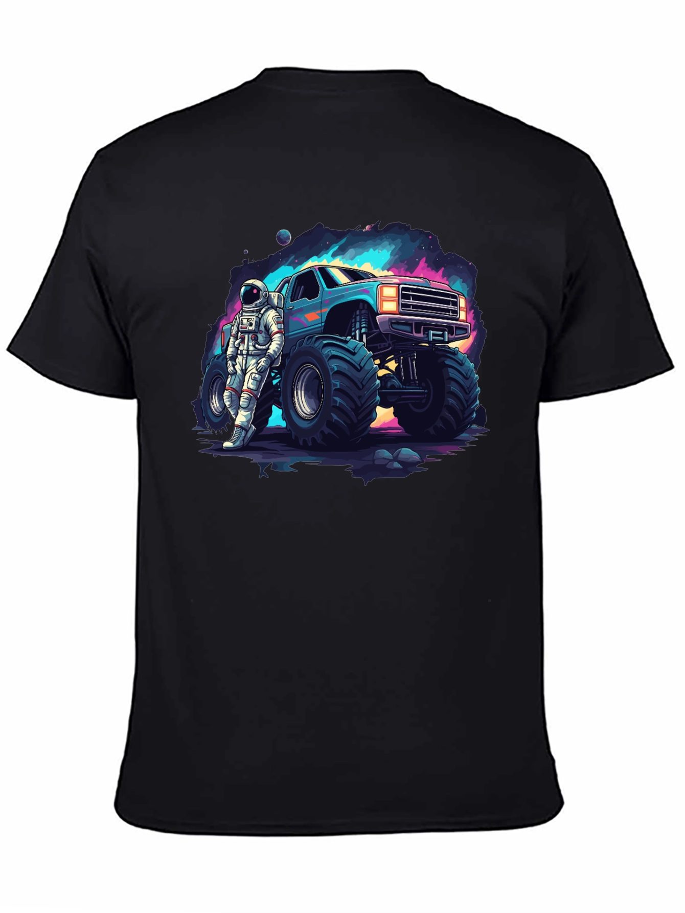Astronaut Monster Truck Graphic Tee - Cool Space Design