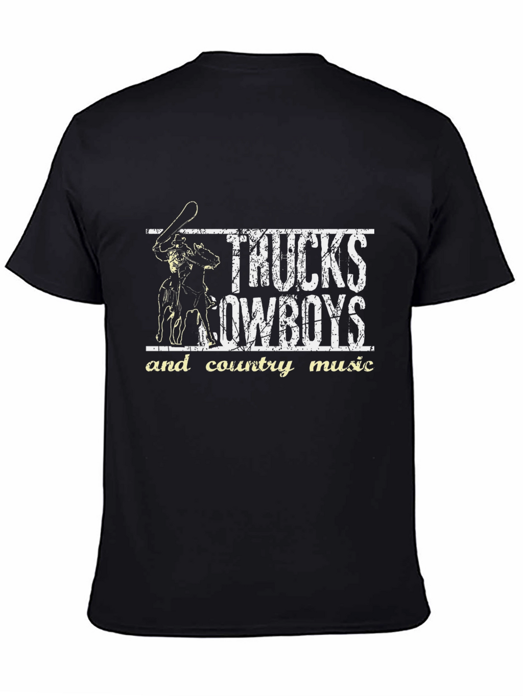 Trucks Cowboys Country Music Black Graphic Tee