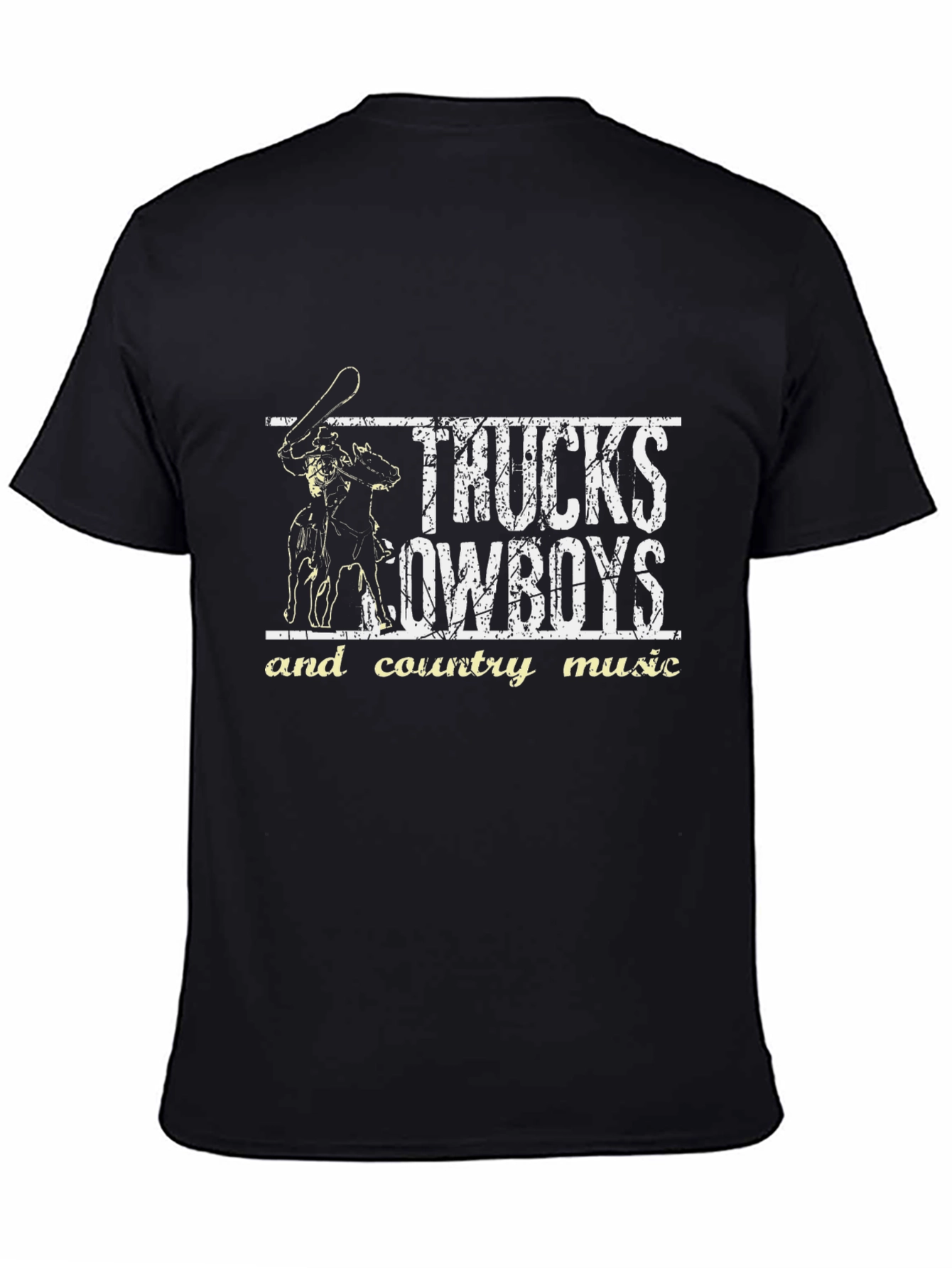 Trucks Cowboys Country Music Black Graphic Tee