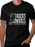 Trucks Cowboys Country Music Black Graphic Tee