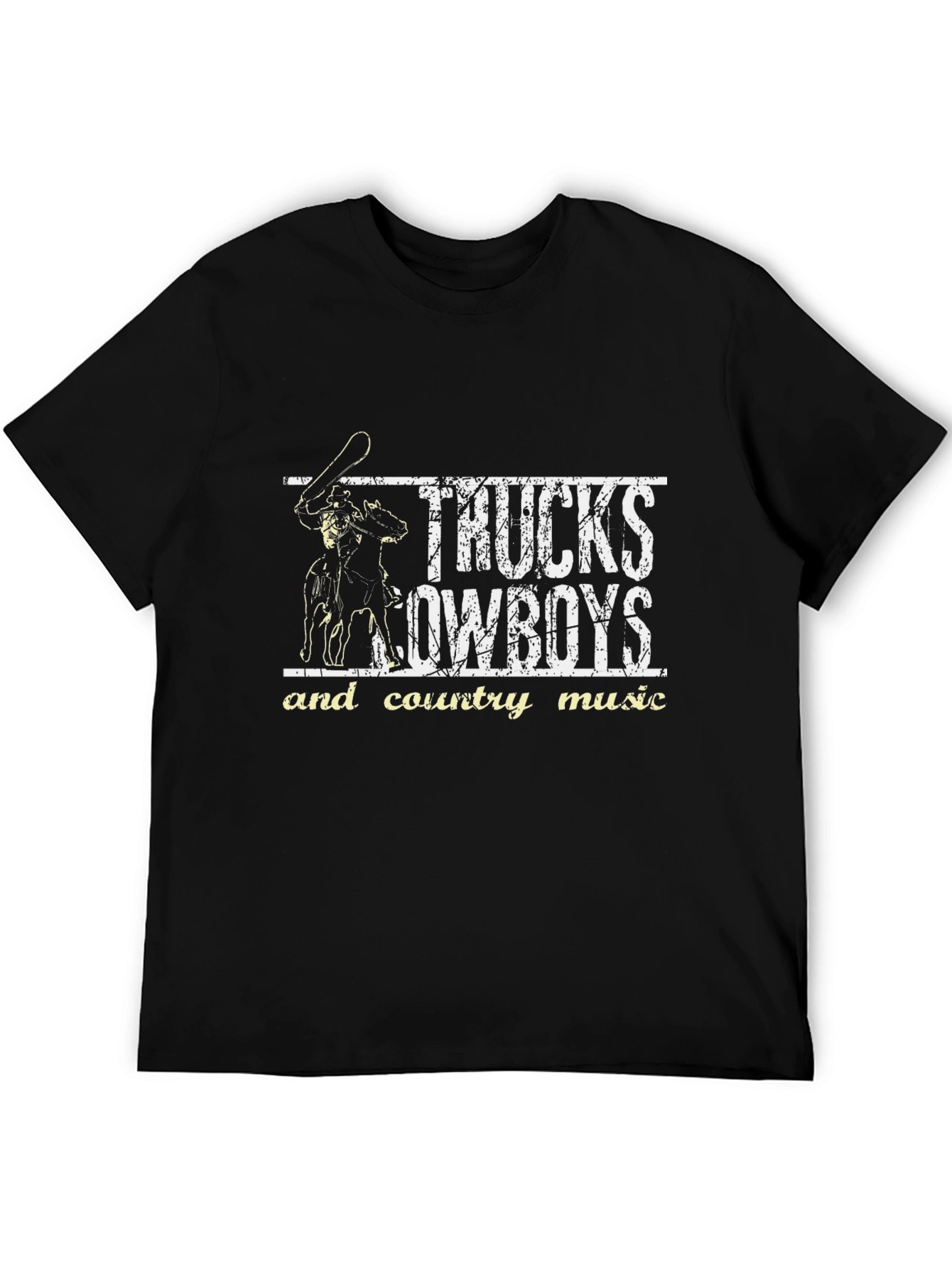 Trucks Cowboys Country Music Black Graphic Tee
