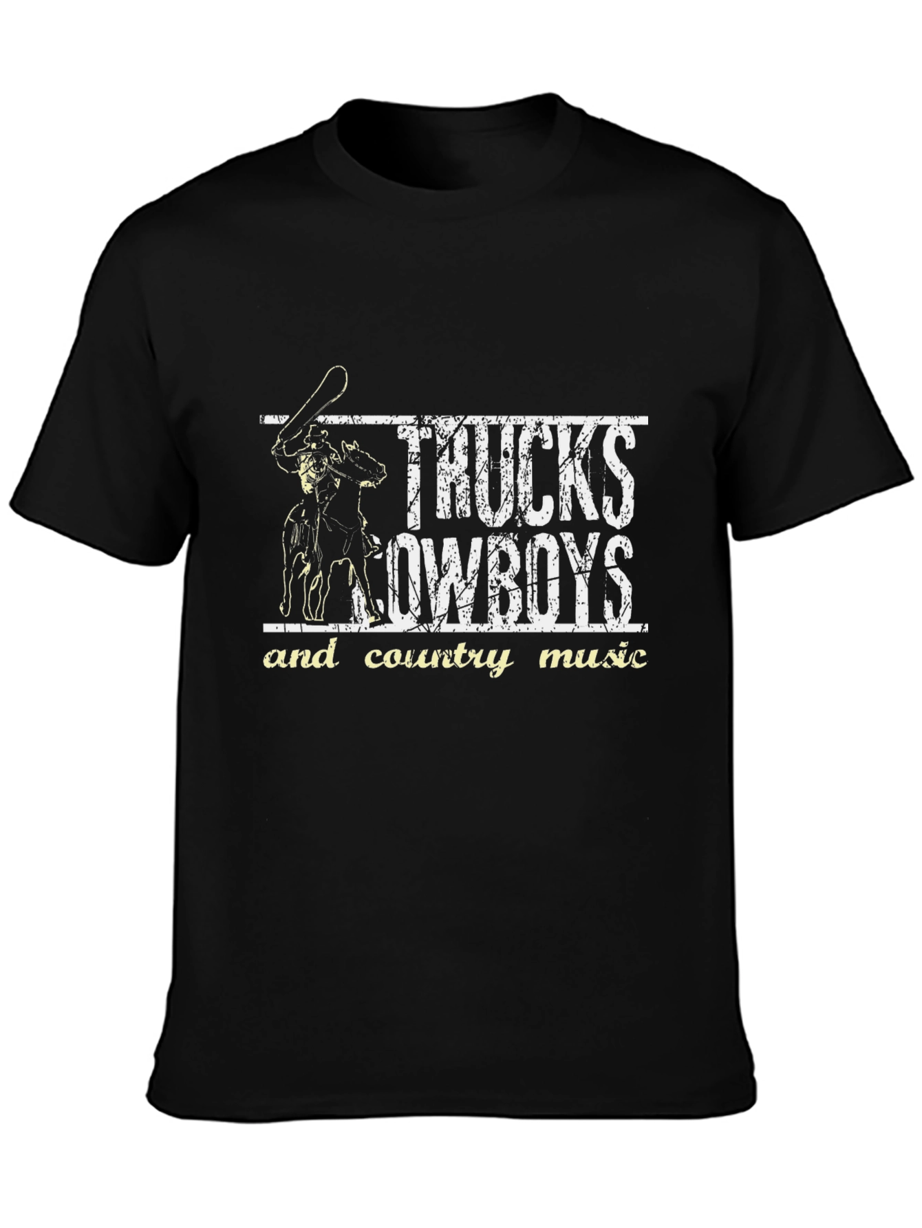 Trucks Cowboys Country Music Black Graphic Tee