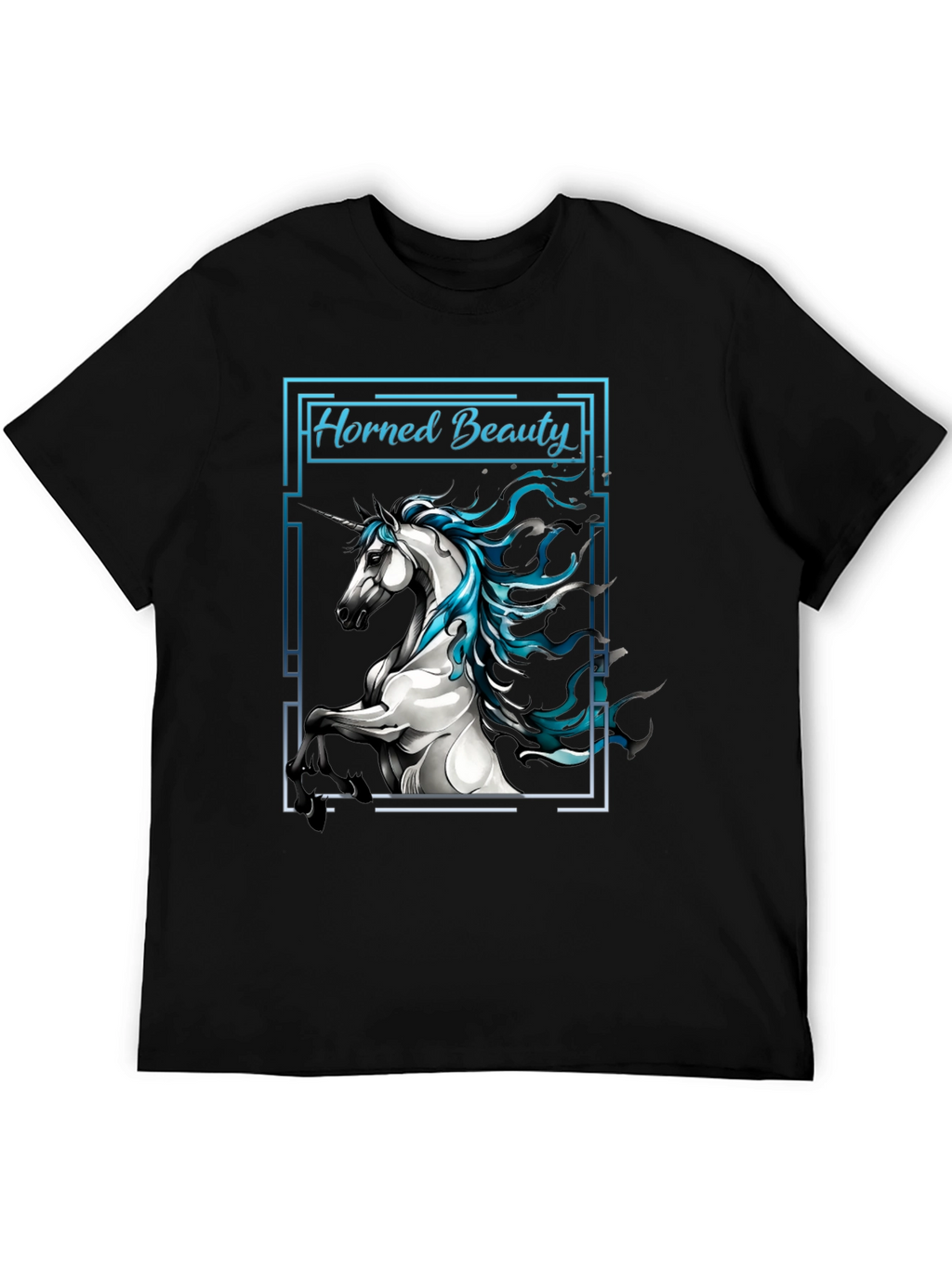 Horned Beauty Graphic Tee - Black Cotton