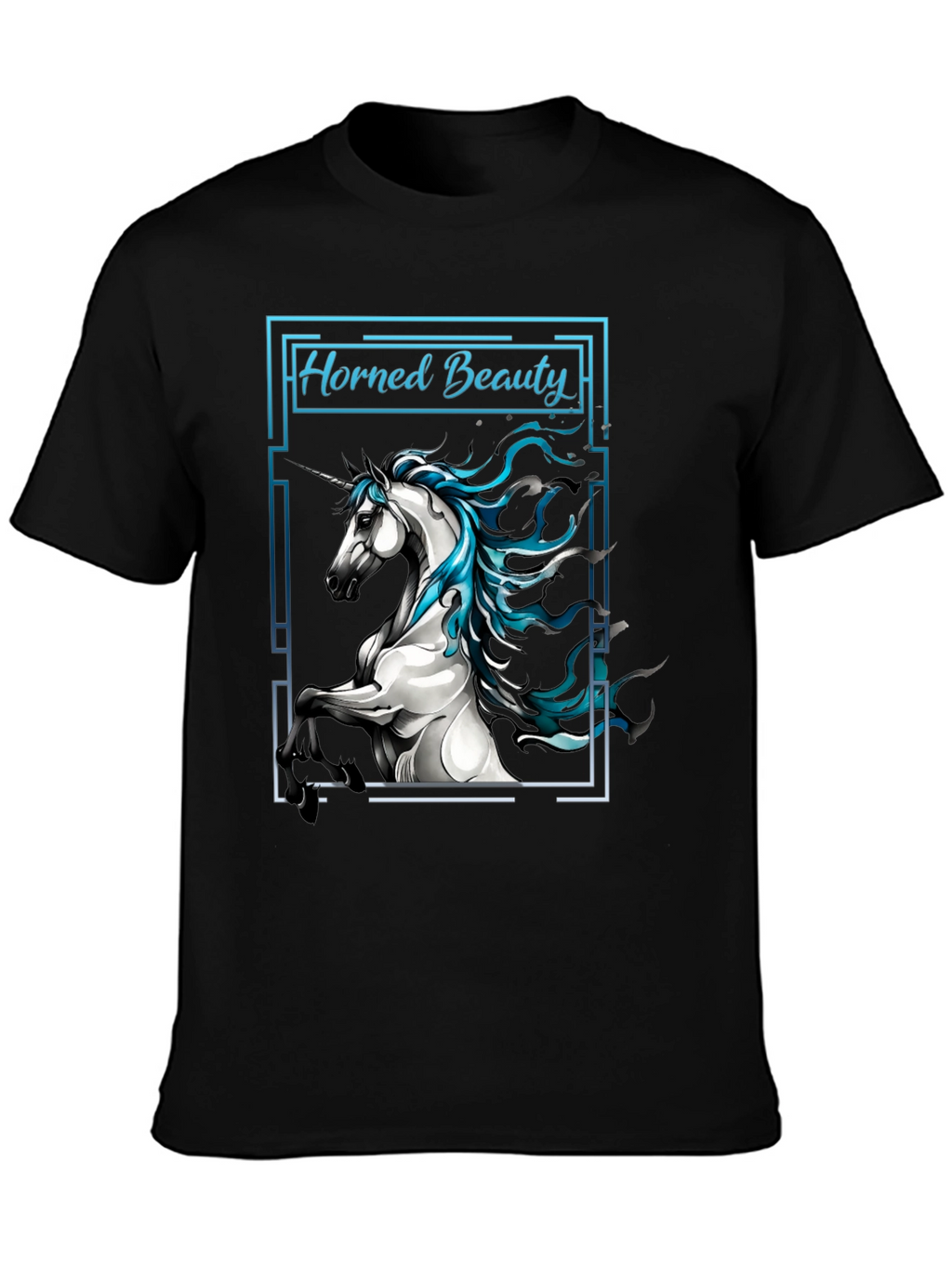 Horned Beauty Graphic Tee - Black Cotton