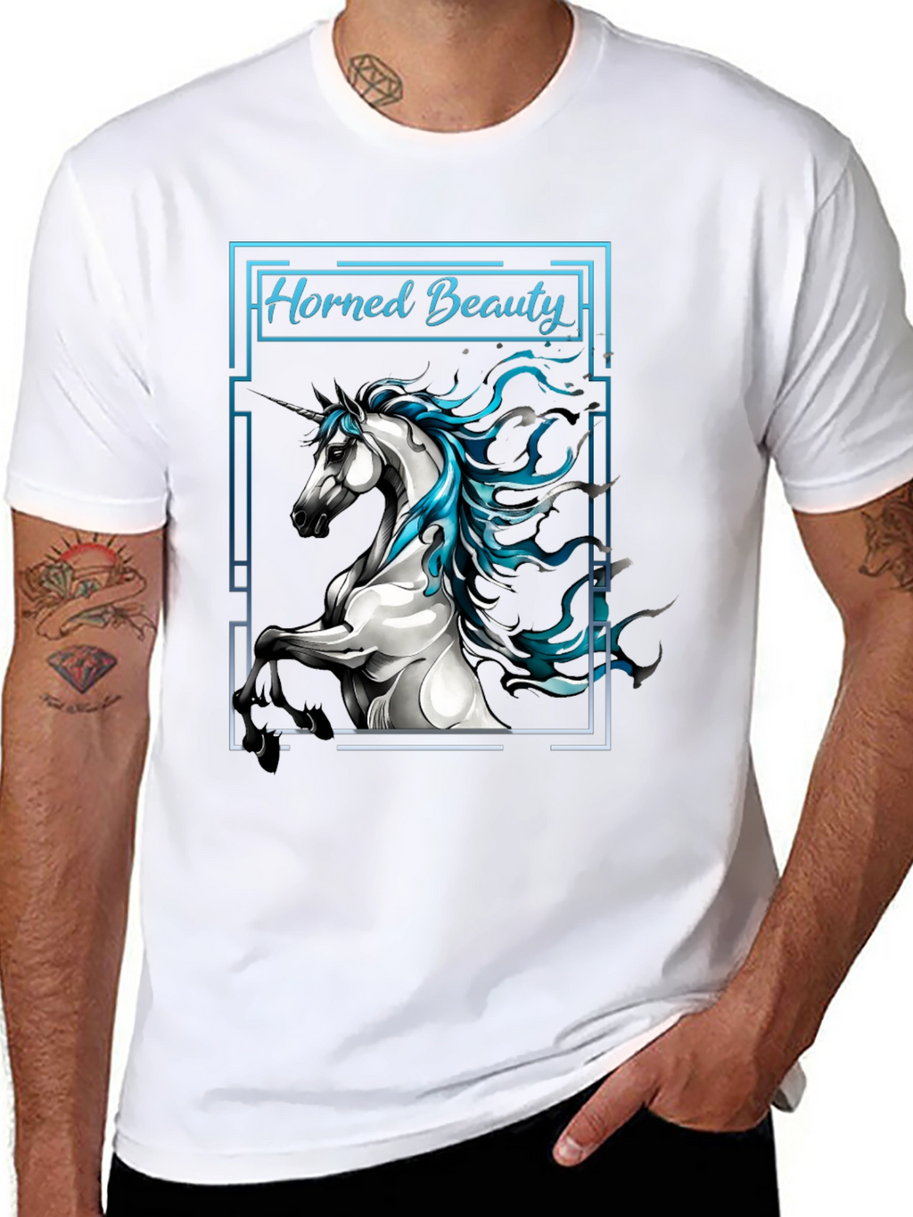 Horned Beauty Graphic Tee - Black Cotton