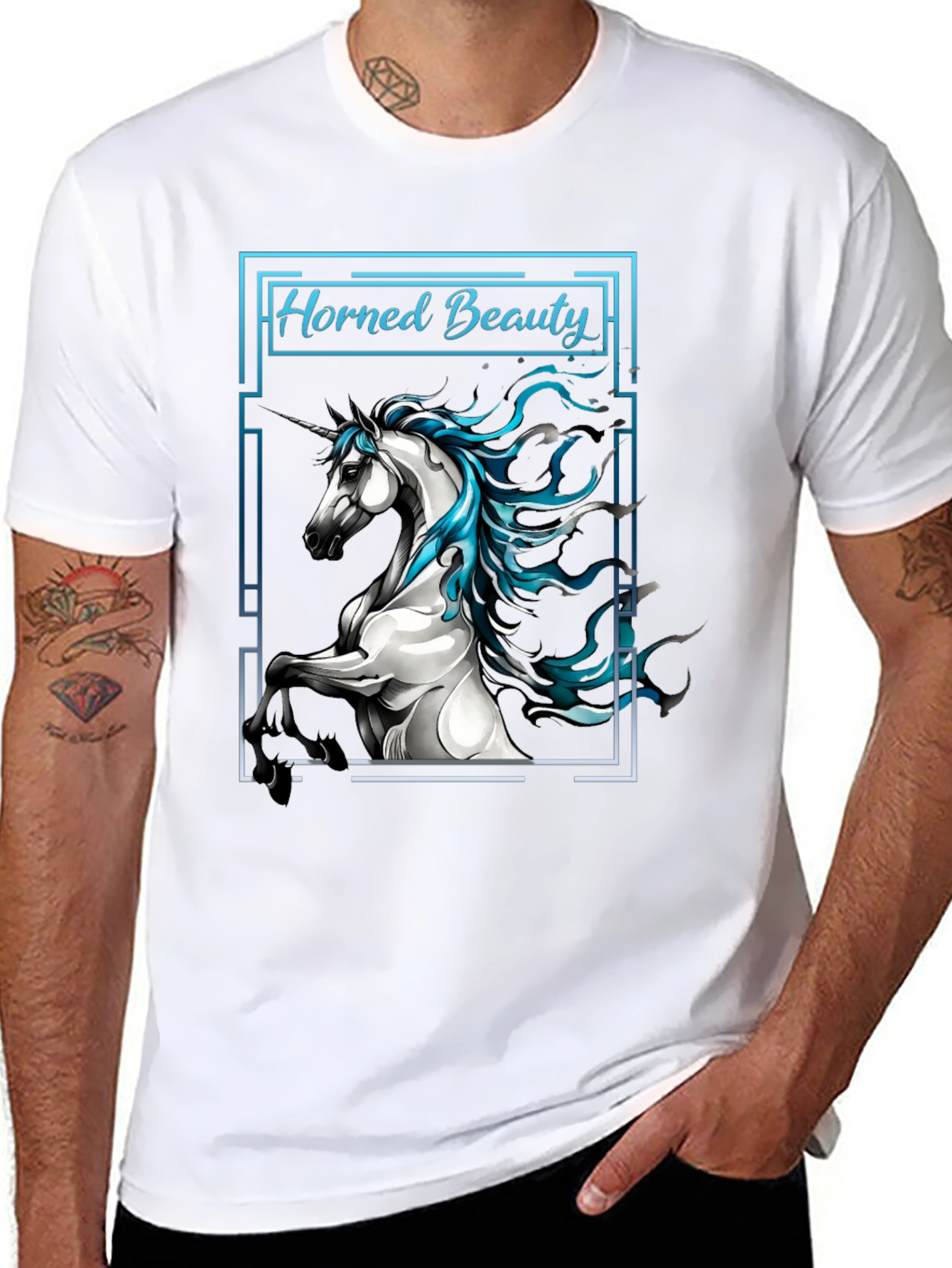 Horned Beauty Graphic Tee - Black Cotton